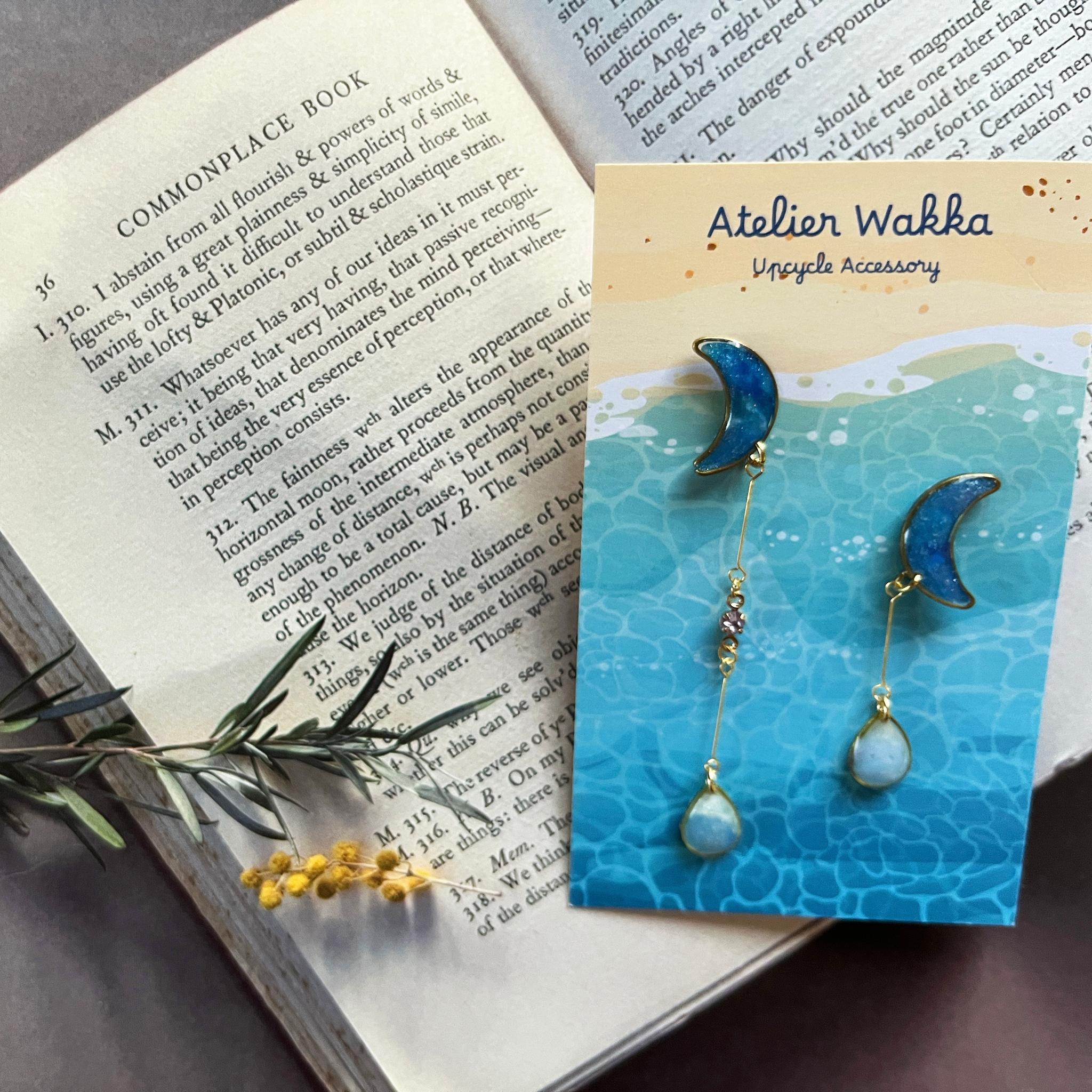 憧れの月A　海洋プラスチック　アップサイクル　アクセサリー　ブルー系