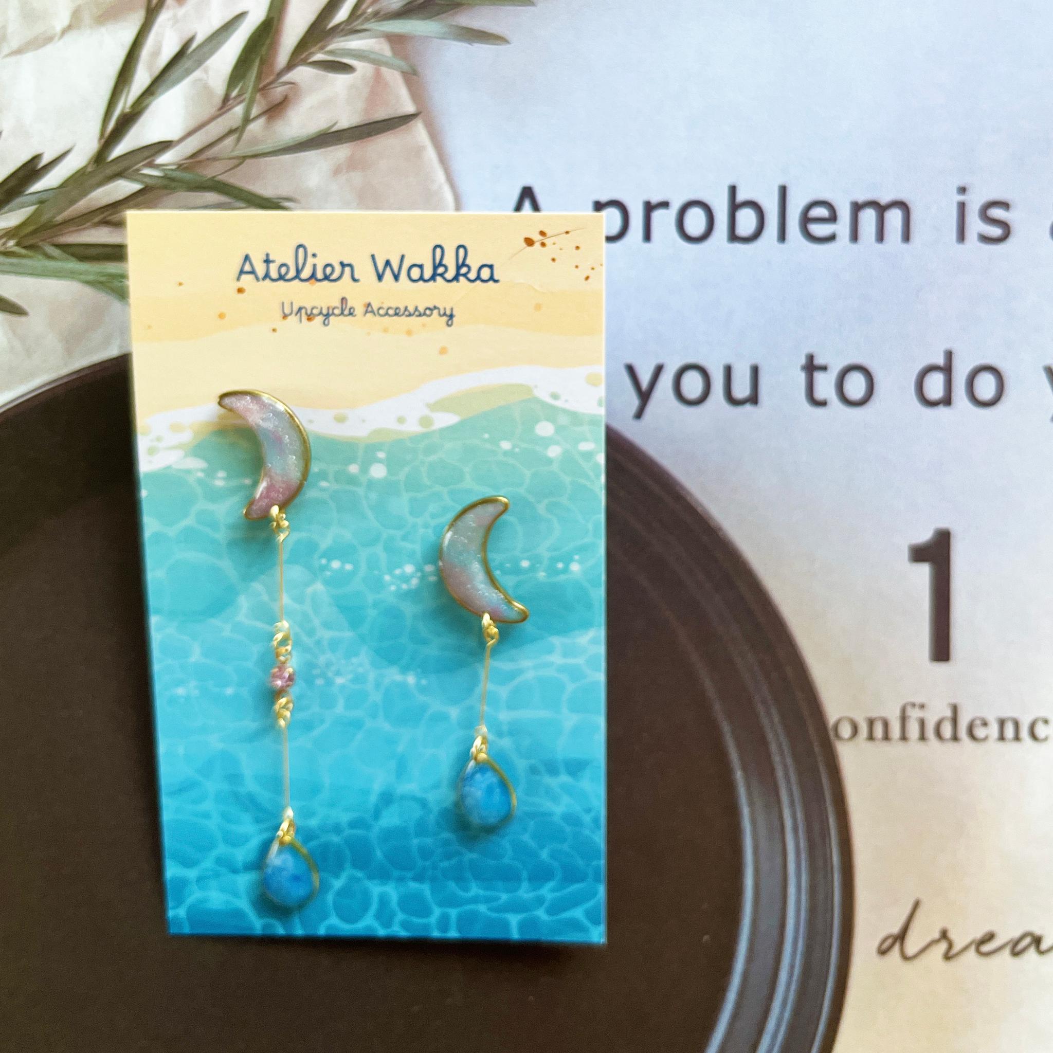 憧れの月C　海洋プラスチック　アップサイクル　アクセサリー　ピンク系