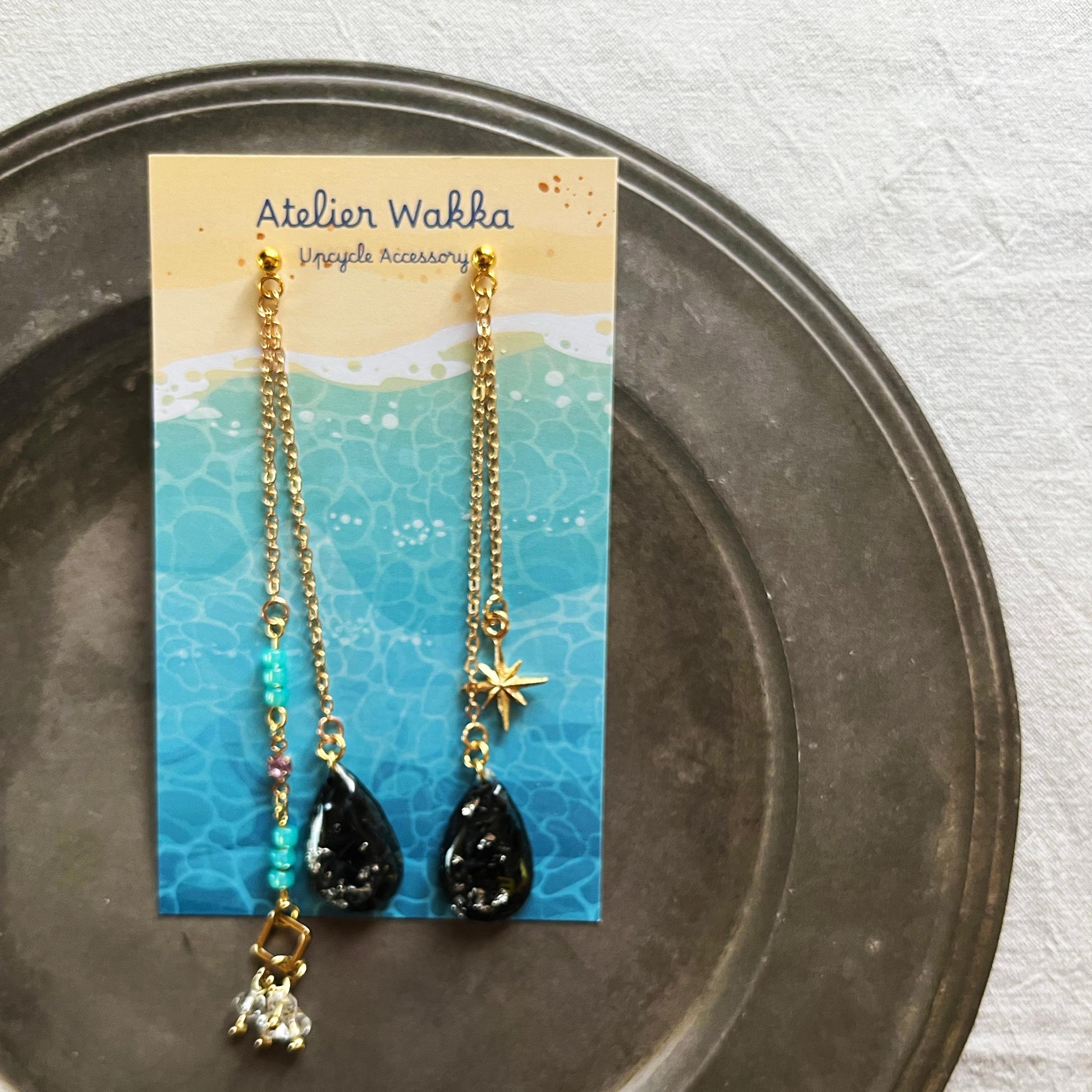 黒檀の凪　海洋プラスチック　アップサイクル　アクセサリー　ピアス　ブラック系 | 3枚目