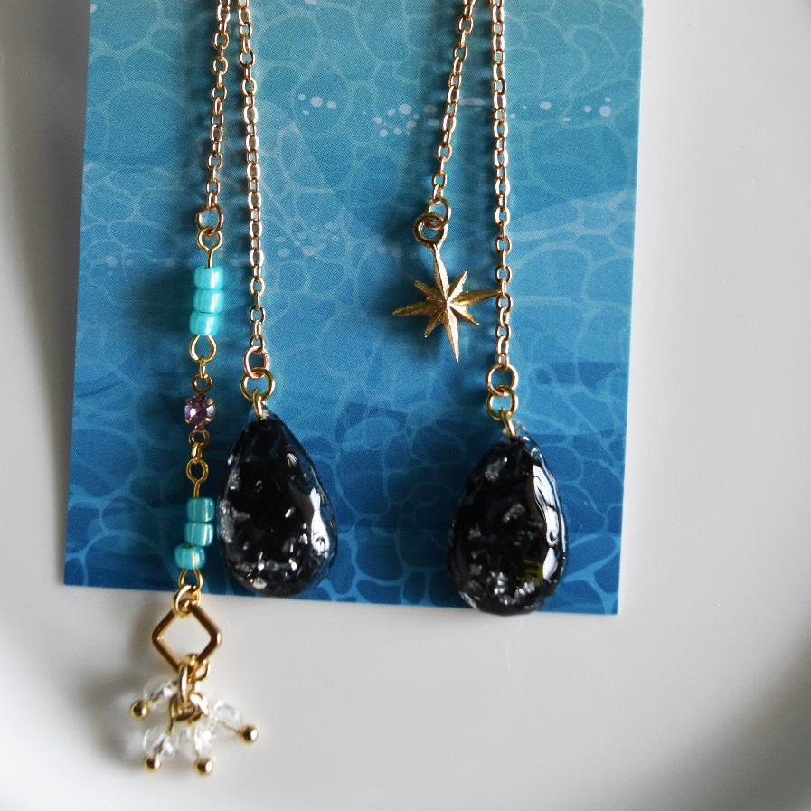 黒檀の凪　海洋プラスチック　アップサイクル　アクセサリー　ピアス　ブラック系 | 5枚目