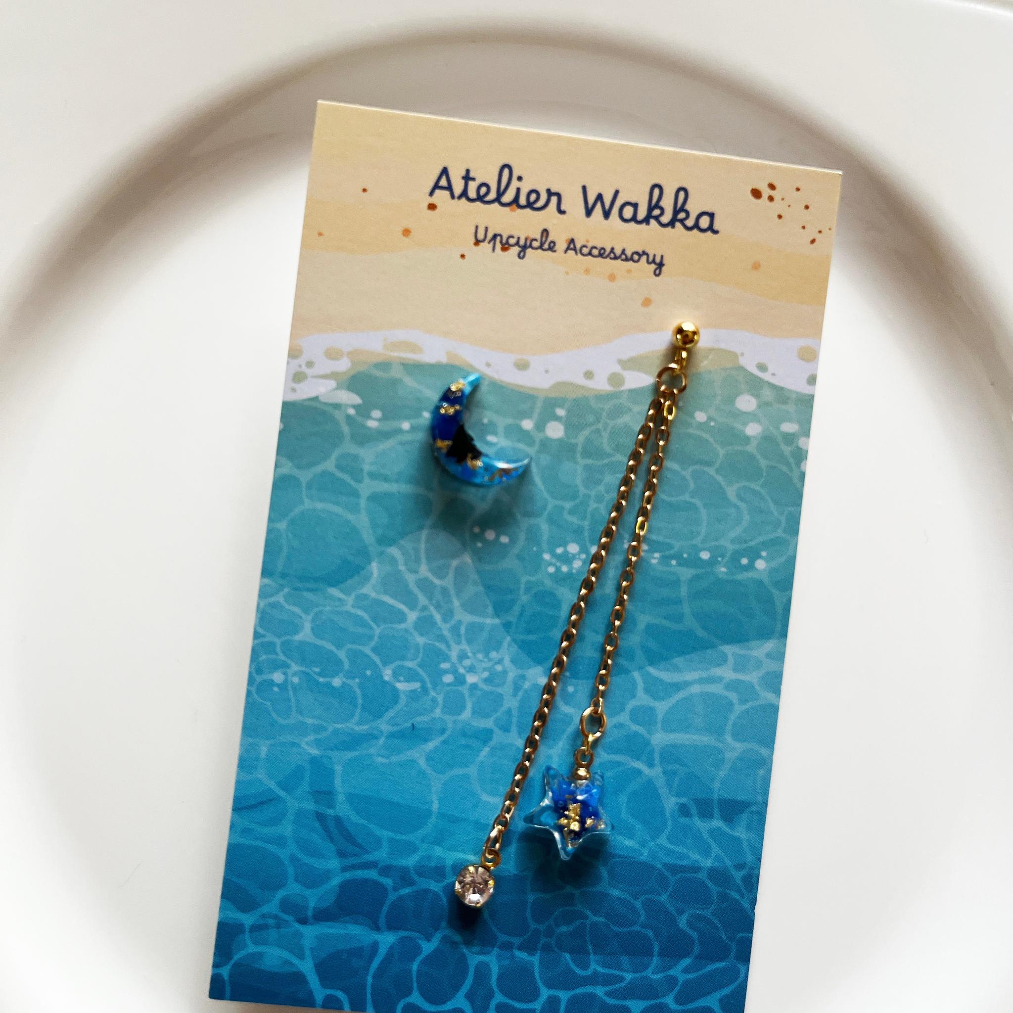 星月夜A　海洋プラスチック　アップサイクル　アクセサリー　ピアス　ブルー系