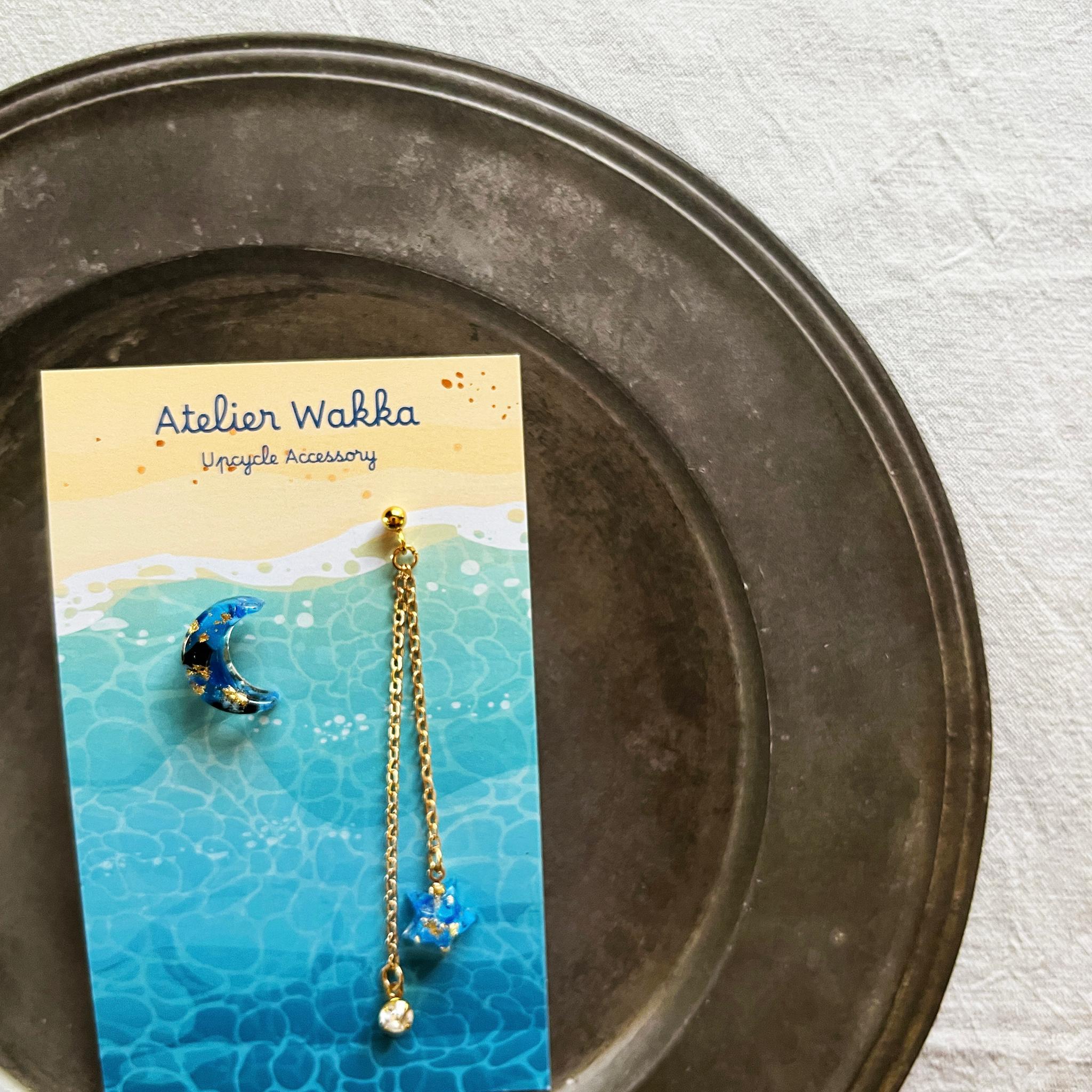 星月夜B　海洋プラスチック　アップサイクル　アクセサリー　ピアス　ブルー系