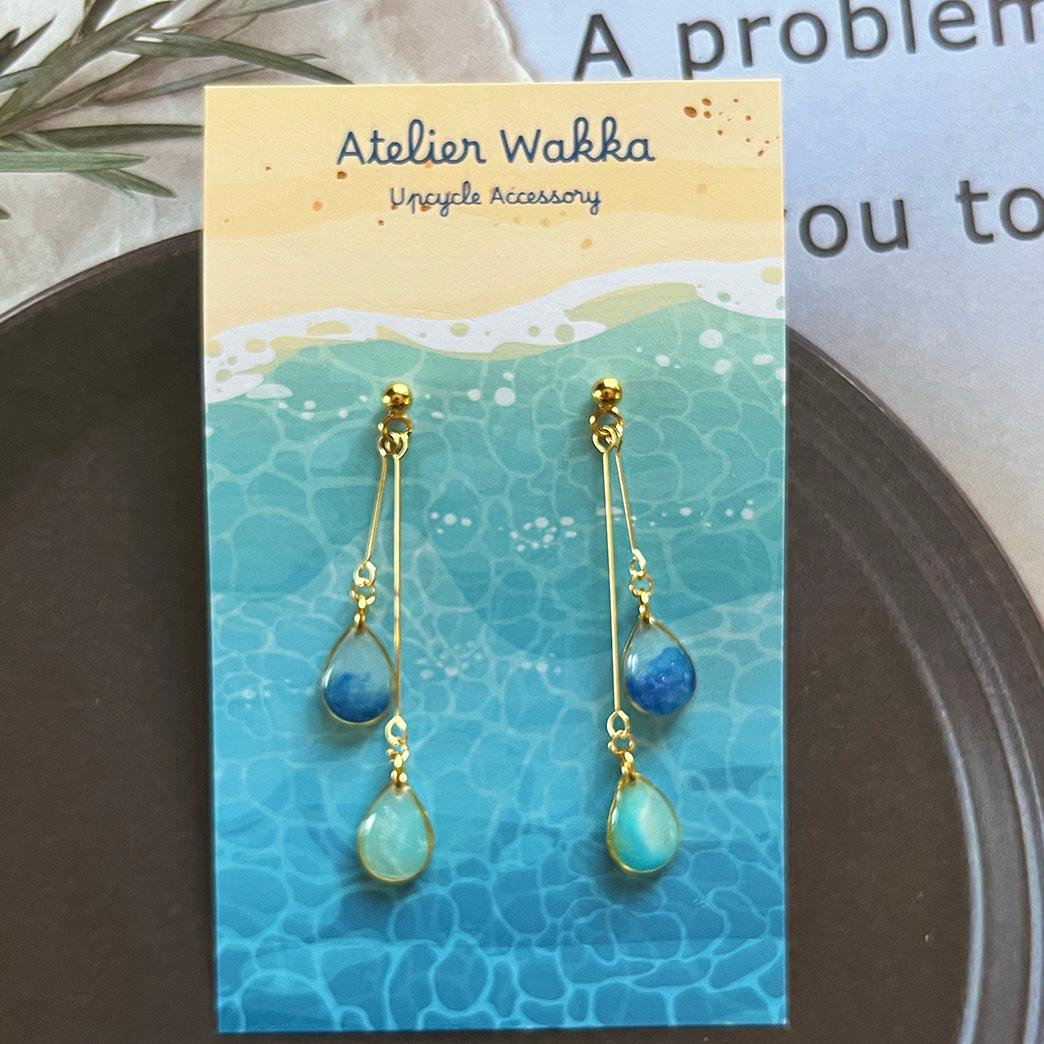 人魚の涙　海洋プラスチック　アップサイクル　アクセサリー　ピアス　ブルー系