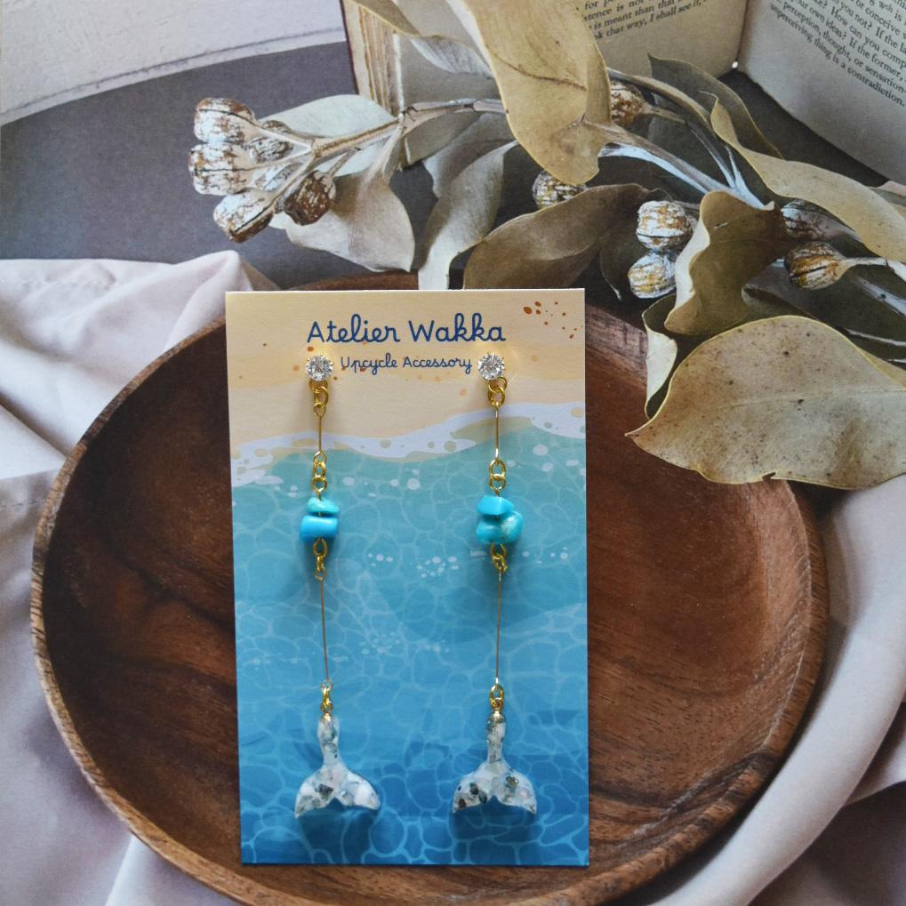 海の煌めきB　海洋プラスチック　アップサイクル　アクセサリー　ピアス　ホワイト系