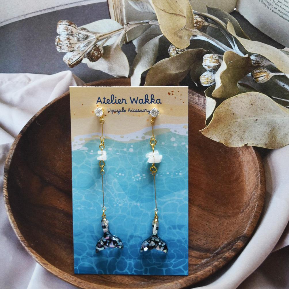 海の煌めきA　海洋プラスチック　アップサイクル　アクセサリー　ピアス　ブラック系