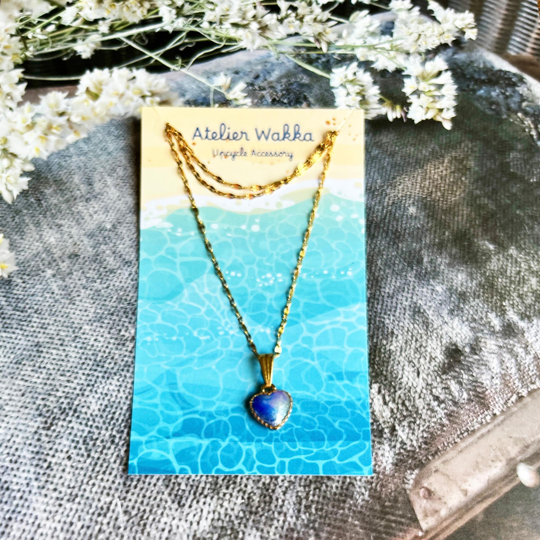 マーブルネックレス　海洋プラスチック　アップサイクル　アクセサリー　ピアス　ブルー系 | 3枚目