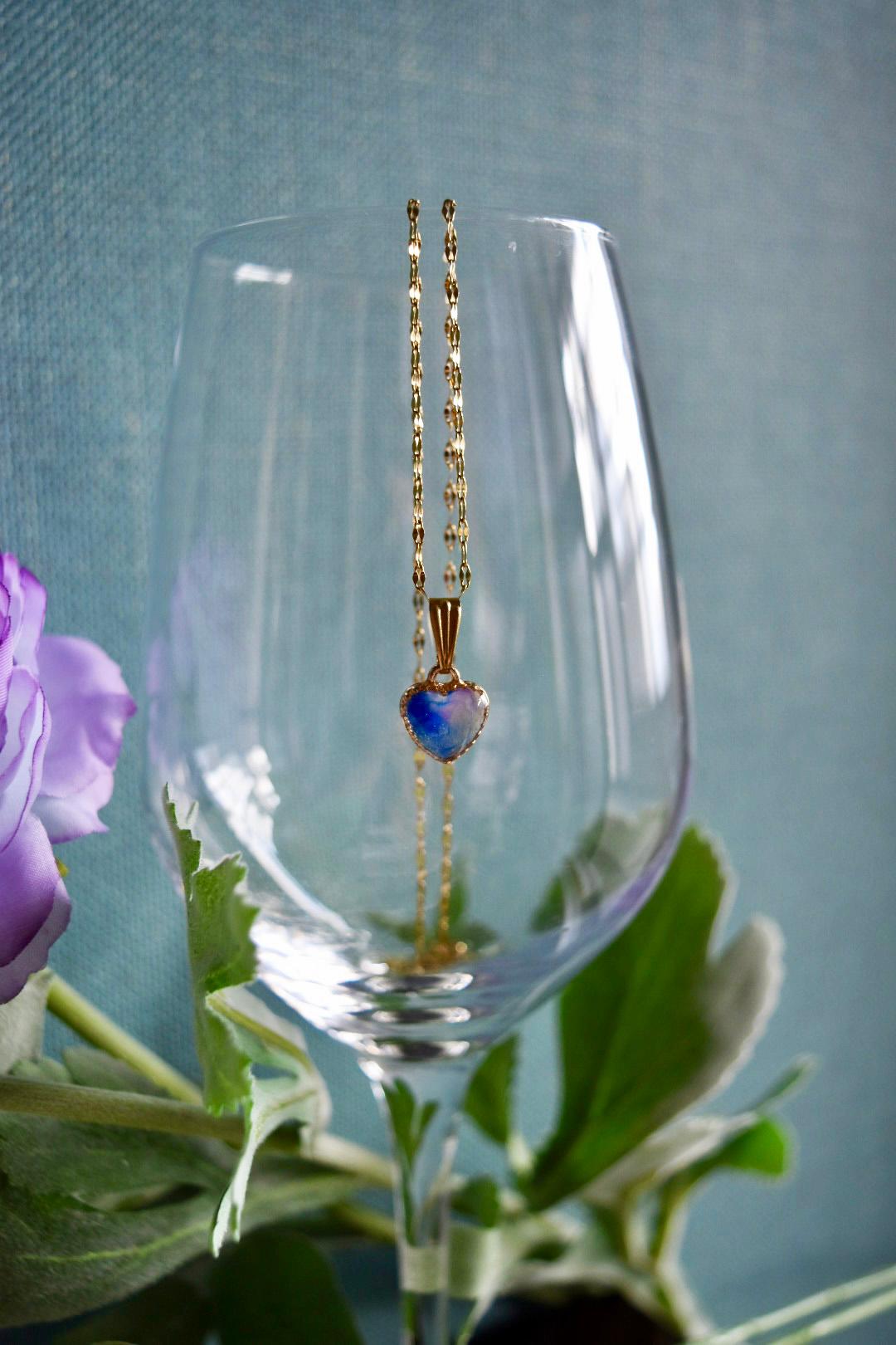 マーブルネックレス　海洋プラスチック　アップサイクル　アクセサリー　ピアス　ブルー系 | 4枚目