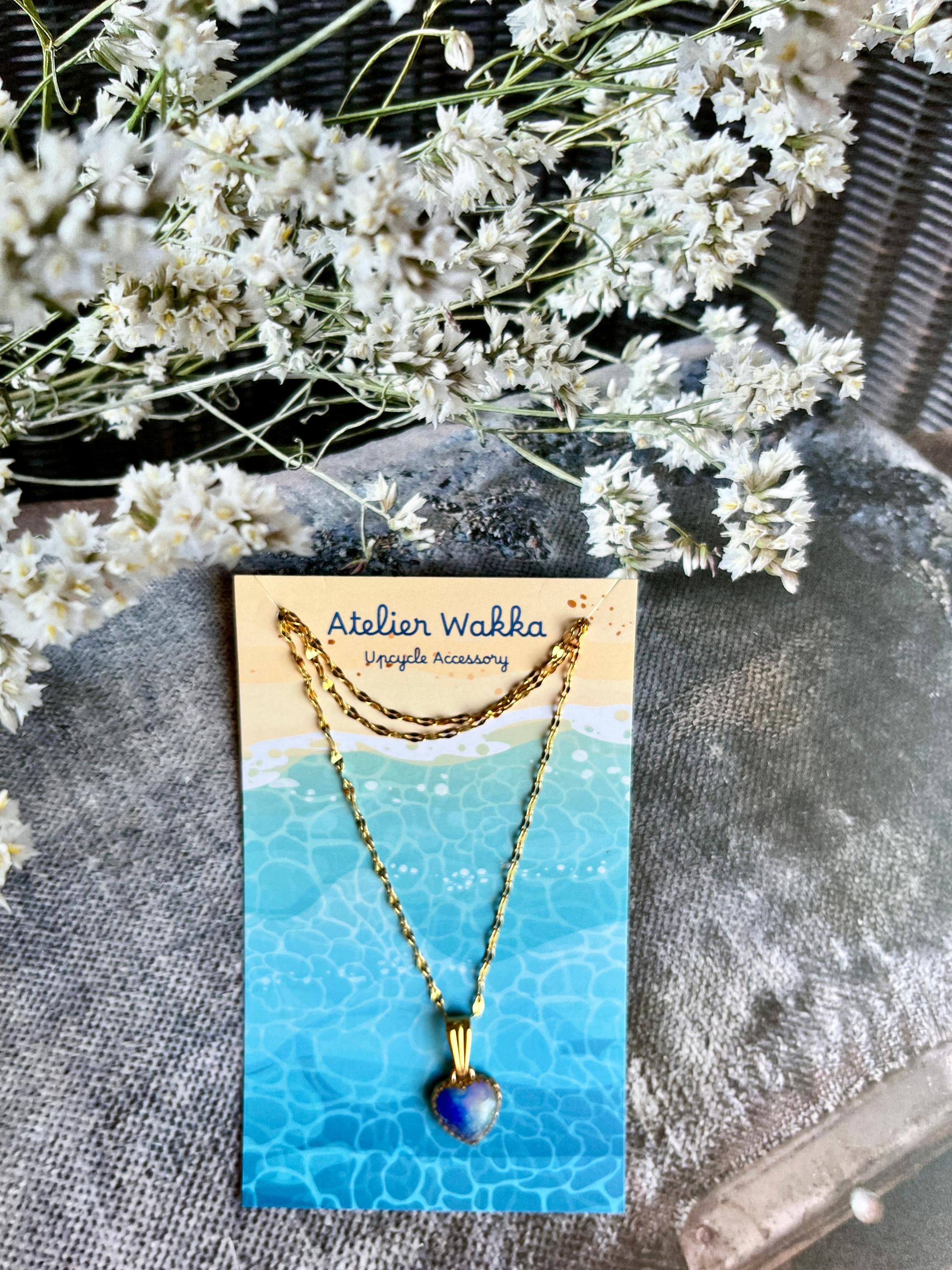 マーブルネックレス　海洋プラスチック　アップサイクル　アクセサリー　ピアス　ブルー系 | 6枚目