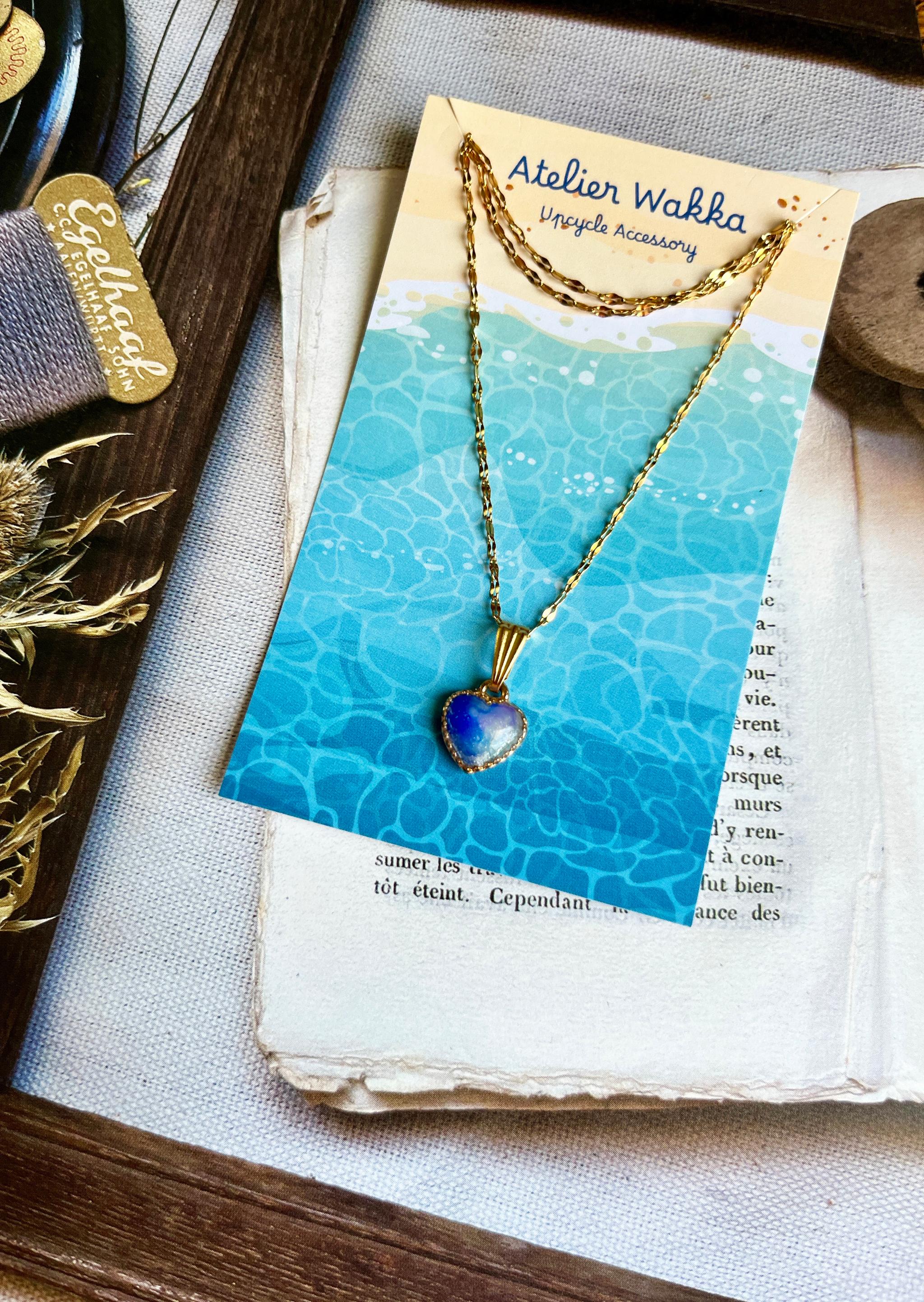 マーブルネックレス　海洋プラスチック　アップサイクル　アクセサリー　ピアス　ブルー系 | 7枚目