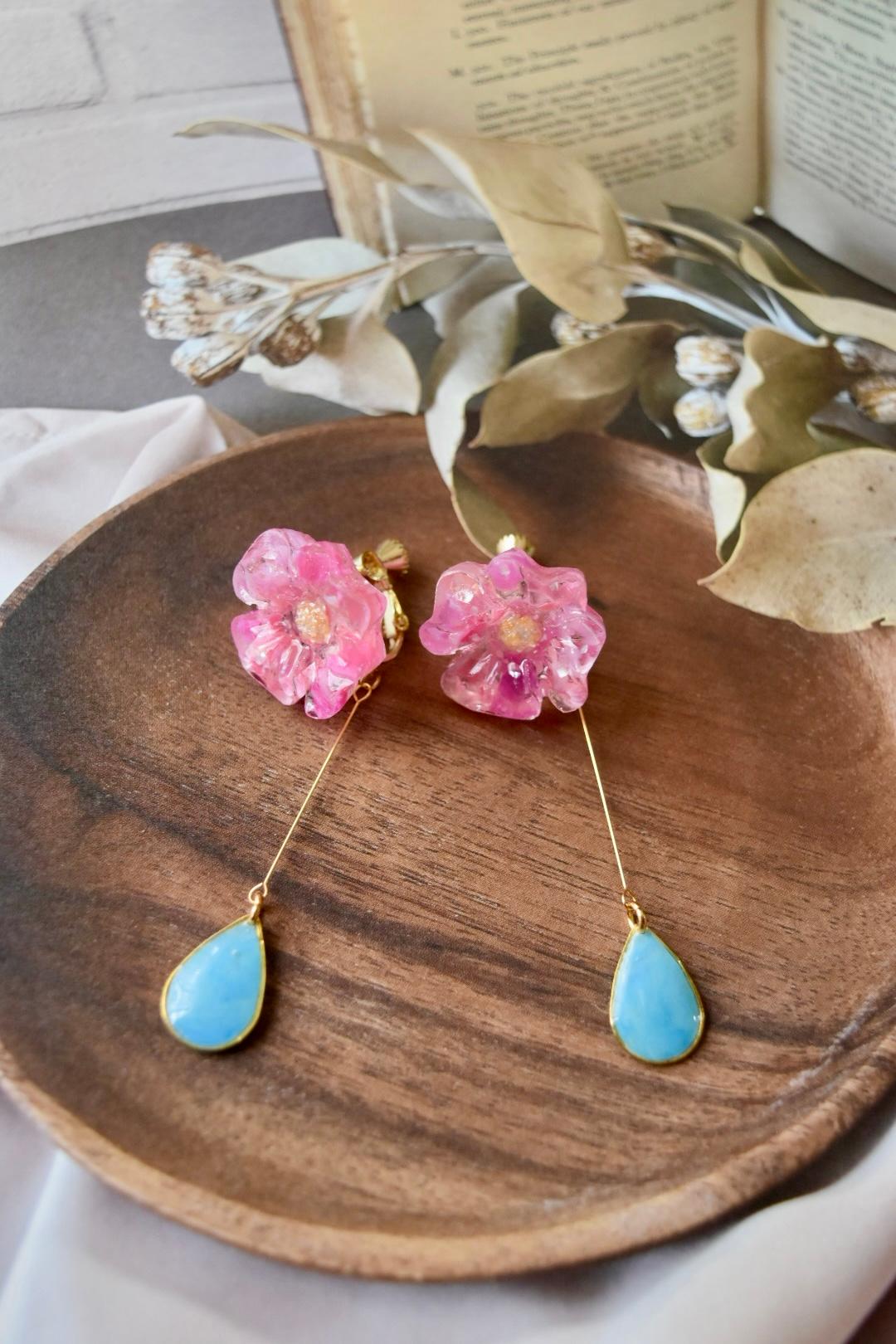 泡沫の花B　海洋プラスチック　アップサイクル　アクセサリー　イヤリング