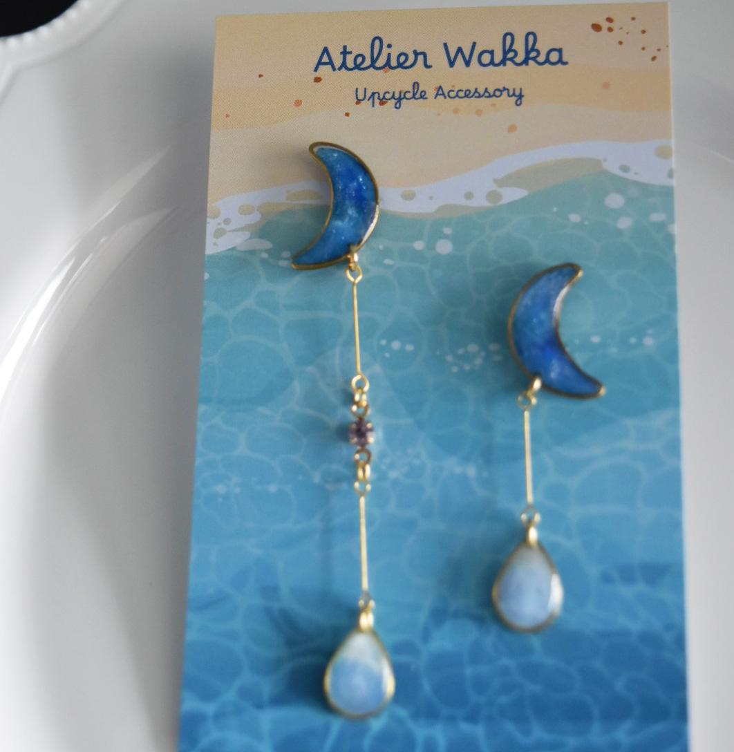 憧れの月A 海洋プラスチック アップサイクル アクセサリー ブルー系 | 3枚目