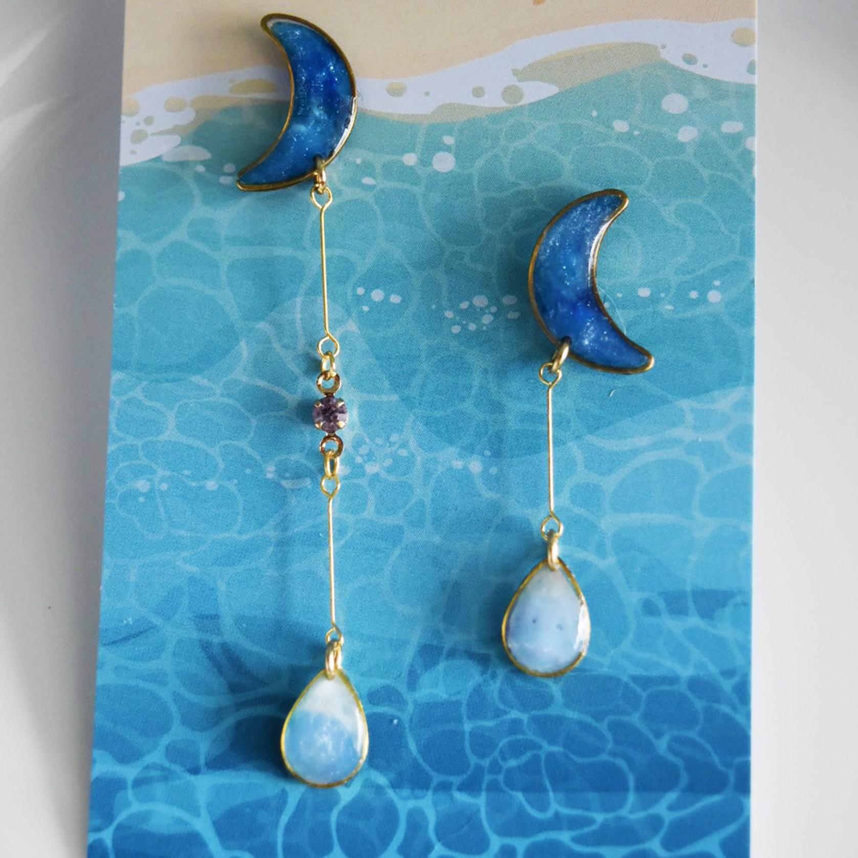 憧れの月A 海洋プラスチック アップサイクル アクセサリー ブルー系 | 4枚目