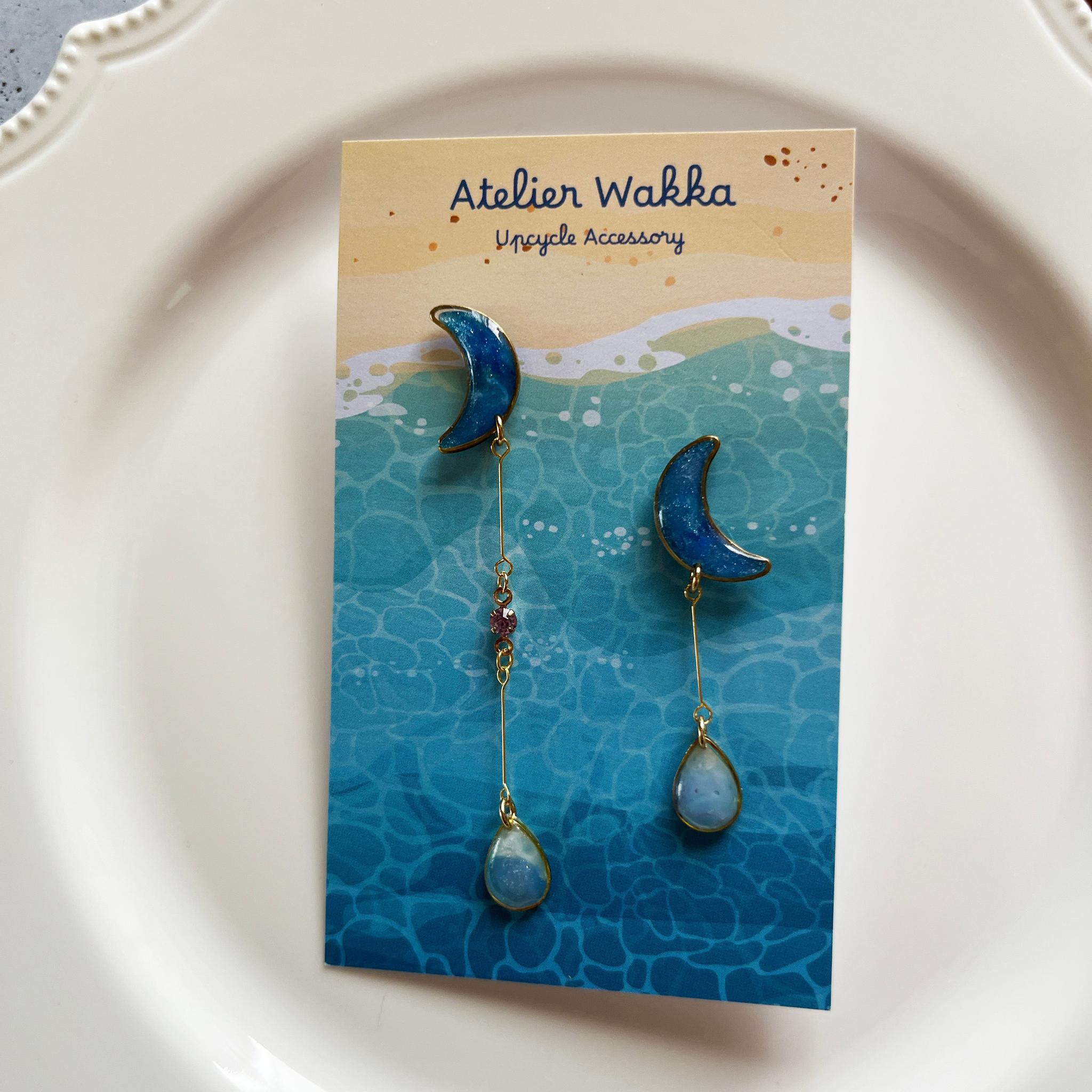 憧れの月A 海洋プラスチック アップサイクル アクセサリー ブルー系 | 6枚目