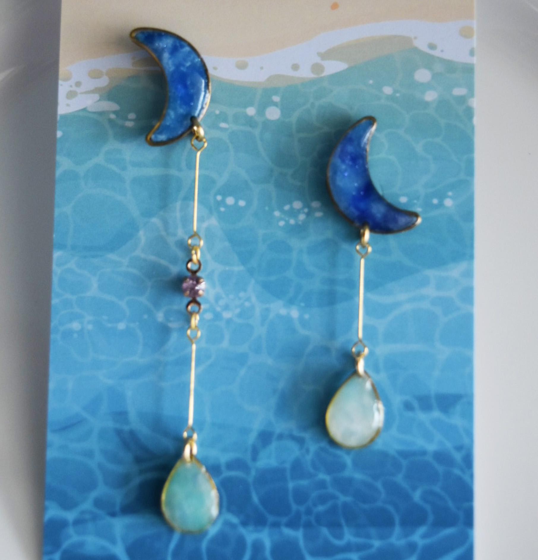 憧れの月B 海洋プラスチック アップサイクル アクセサリー グリーン系 | 2枚目