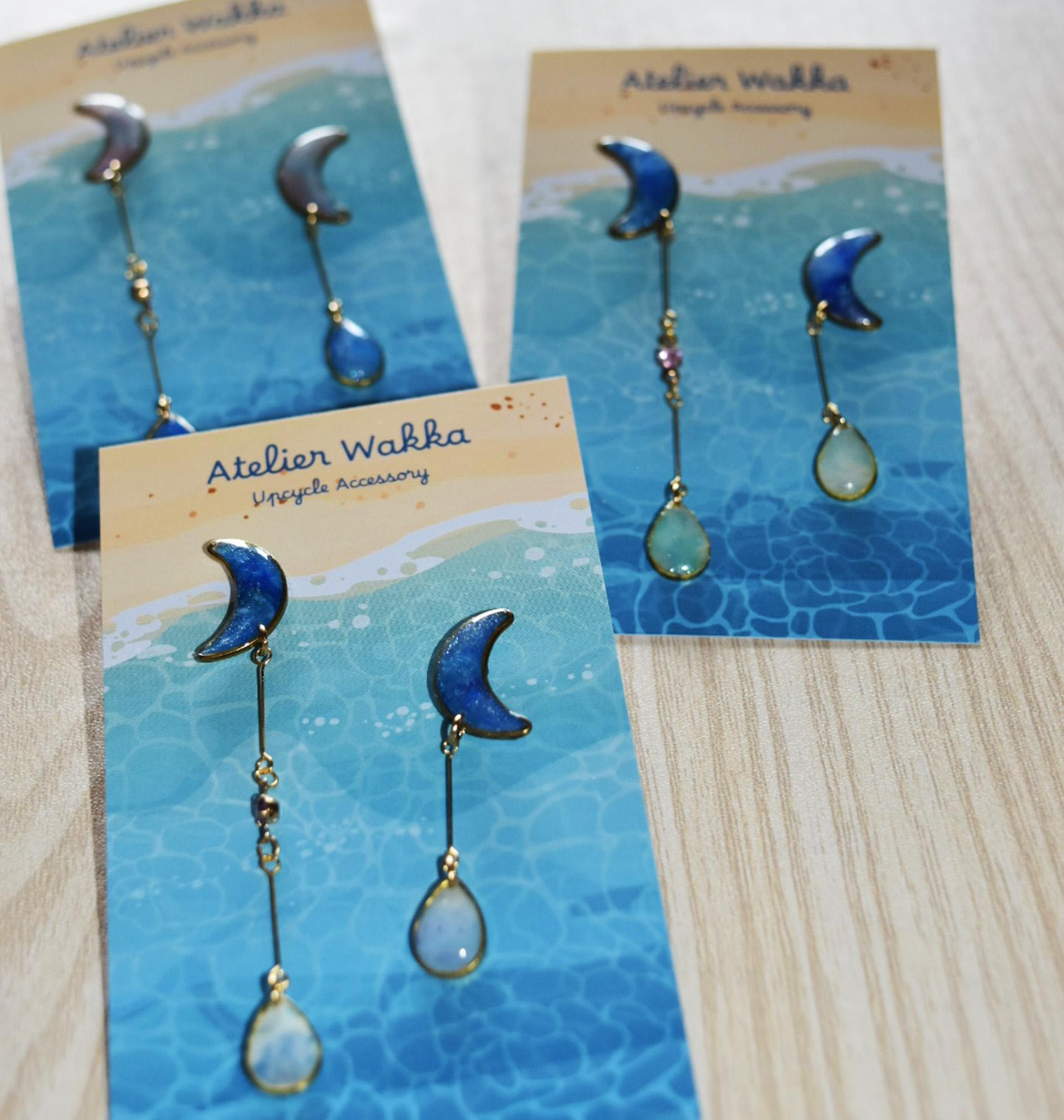 憧れの月B 海洋プラスチック アップサイクル アクセサリー グリーン系 | 3枚目