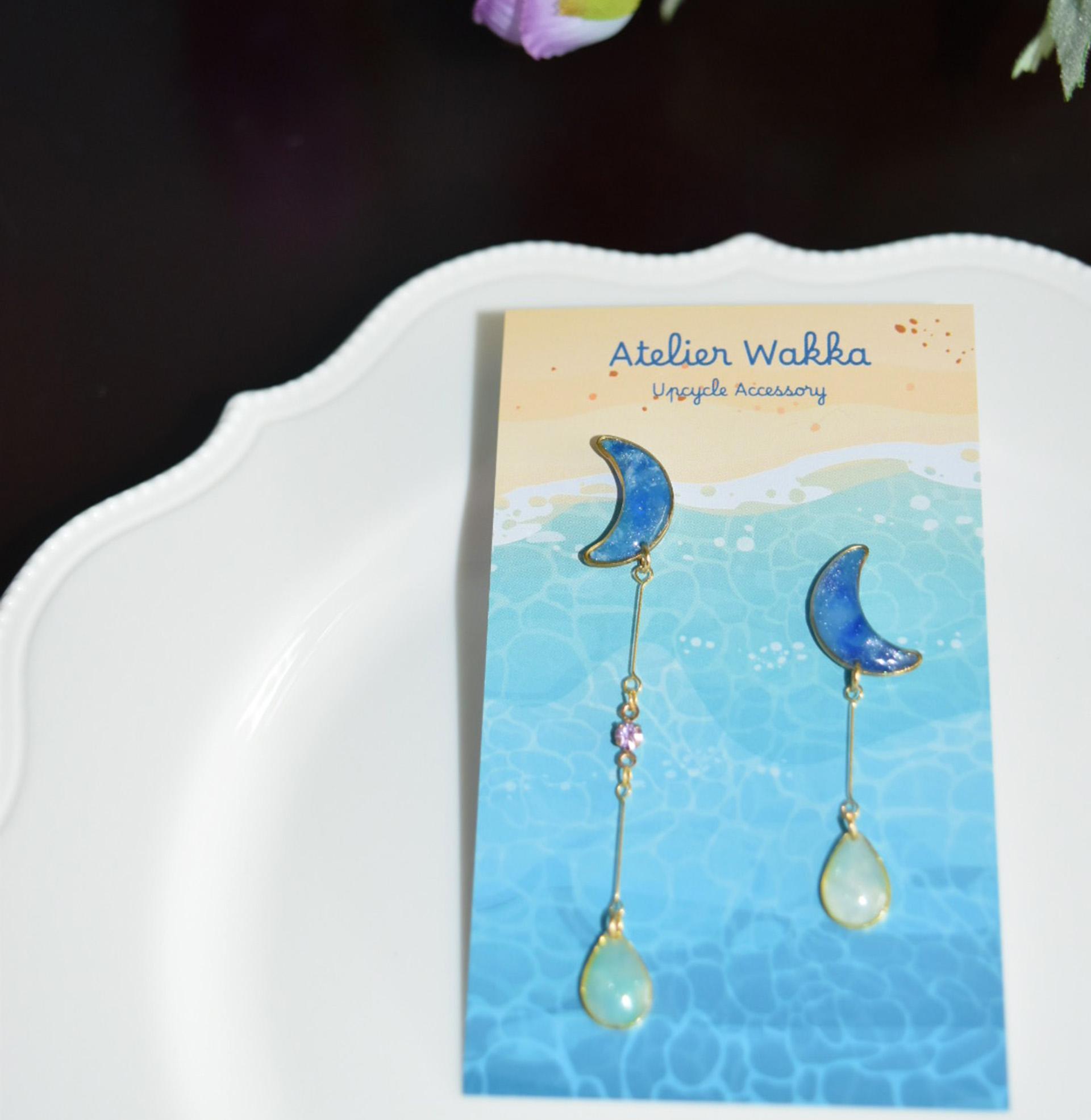 憧れの月B 海洋プラスチック アップサイクル アクセサリー グリーン系 | 4枚目