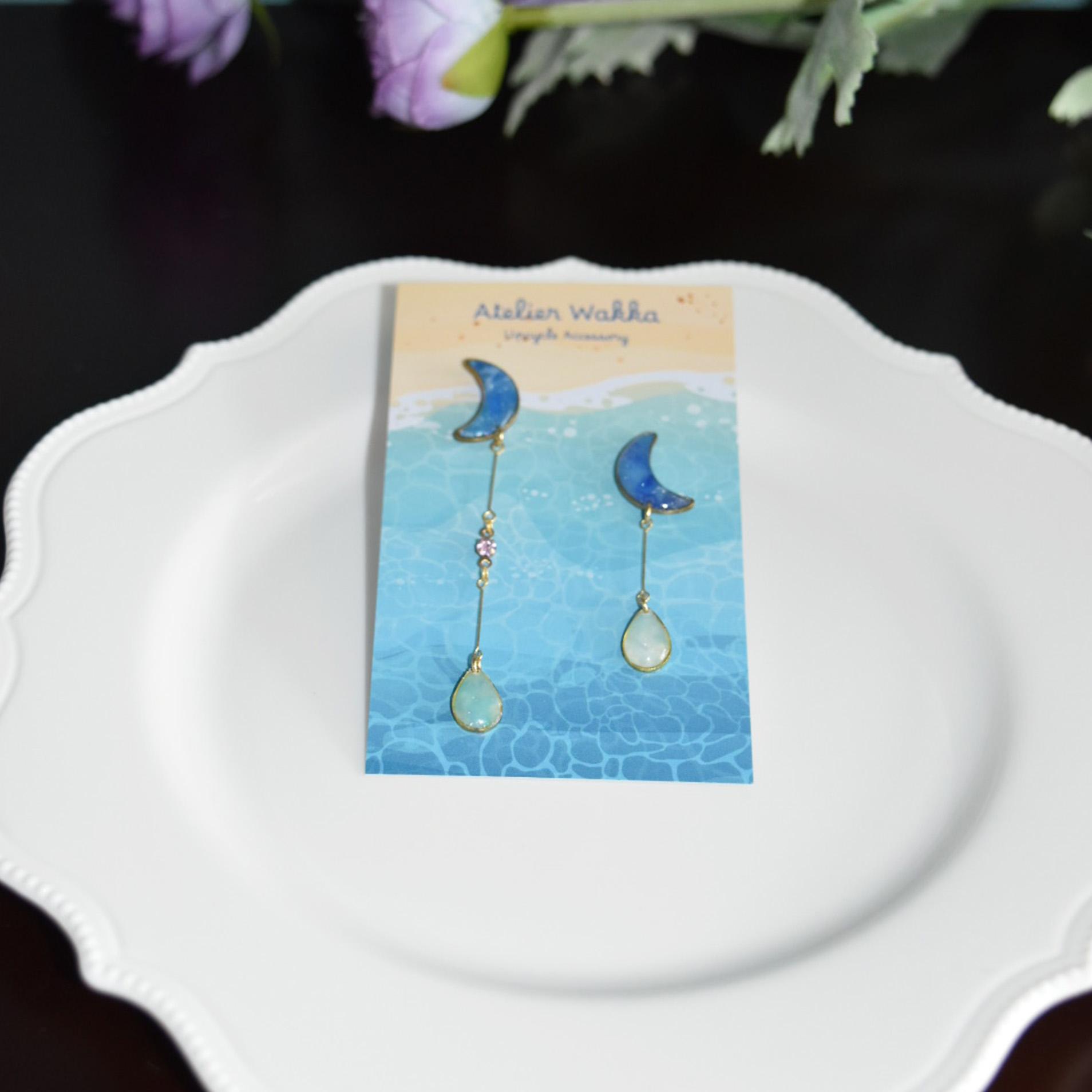 憧れの月B 海洋プラスチック アップサイクル アクセサリー グリーン系 | 5枚目