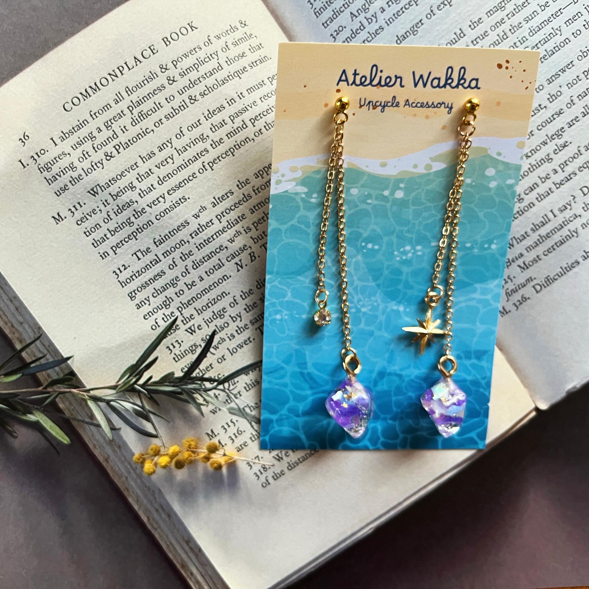 海辺の鉱石 海洋プラスチック アップサイクル アクセサリー ピアス パープル系 | 2枚目