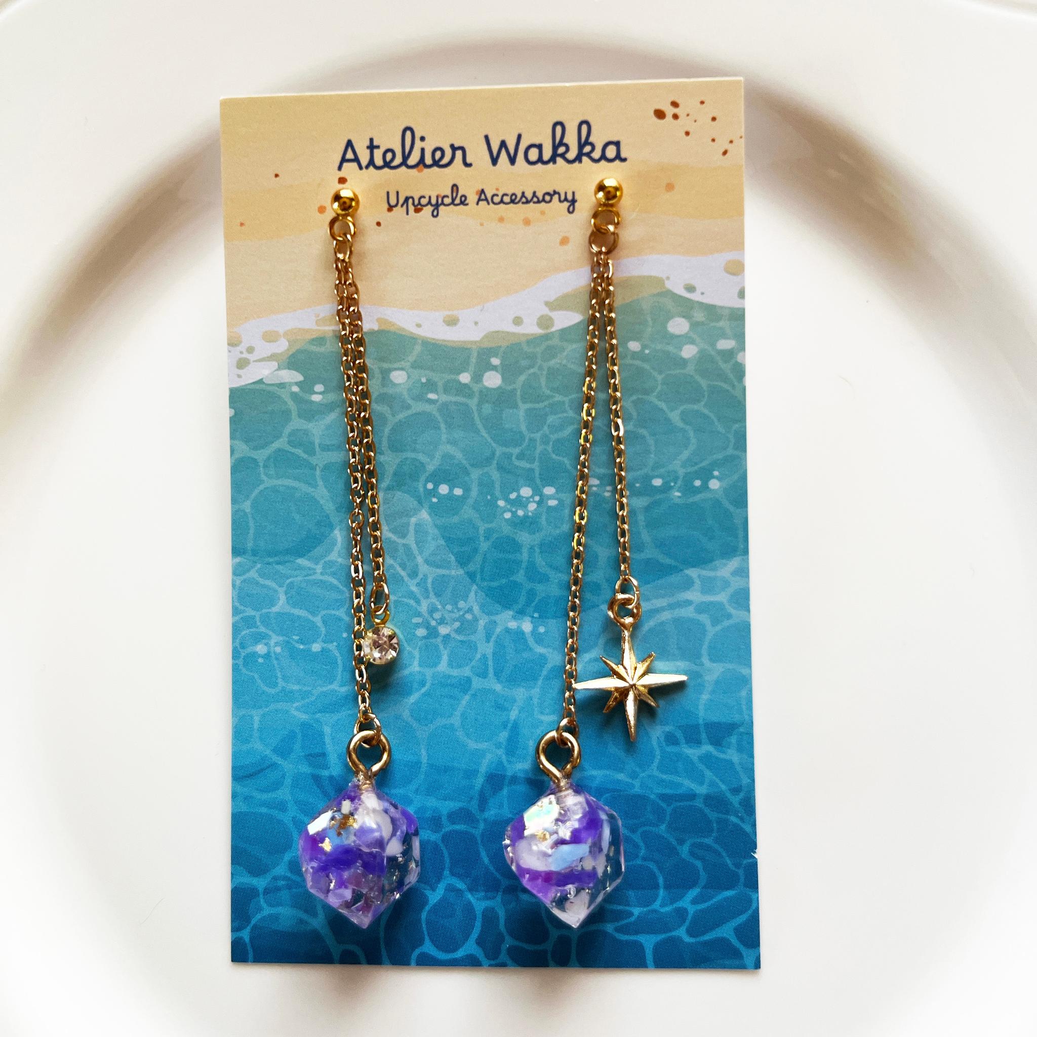 海辺の鉱石 海洋プラスチック アップサイクル アクセサリー ピアス パープル系 | 4枚目