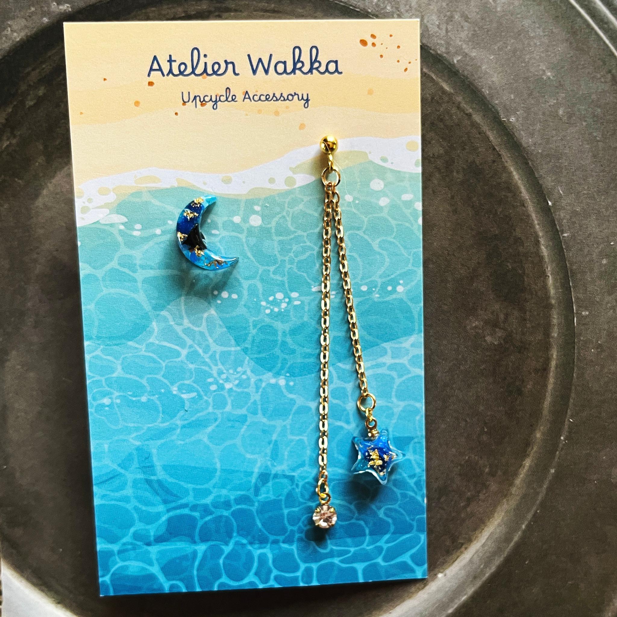 星月夜A 海洋プラスチック アップサイクル アクセサリー ピアス ブルー系 | 2枚目