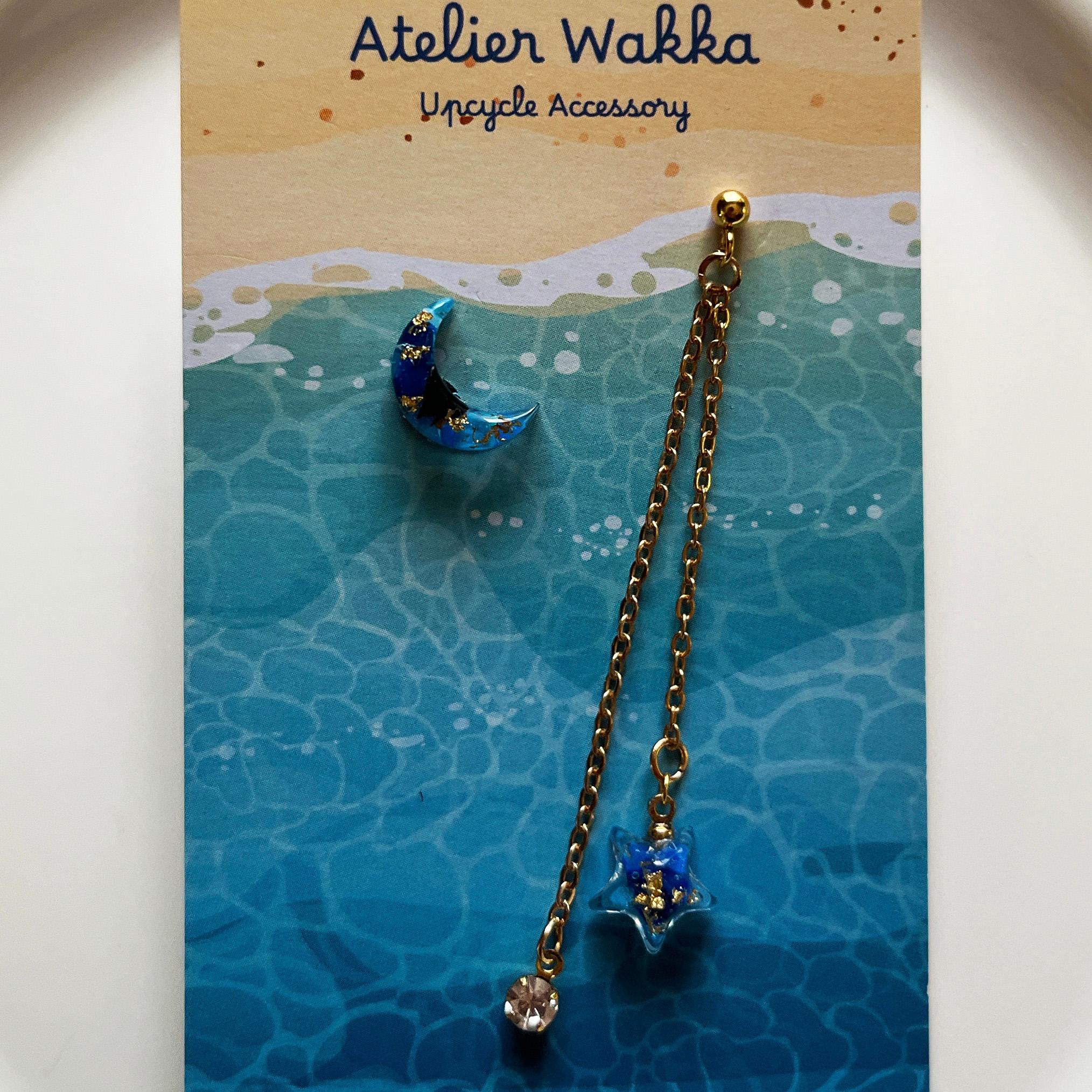 星月夜A 海洋プラスチック アップサイクル アクセサリー ピアス ブルー系 | 3枚目