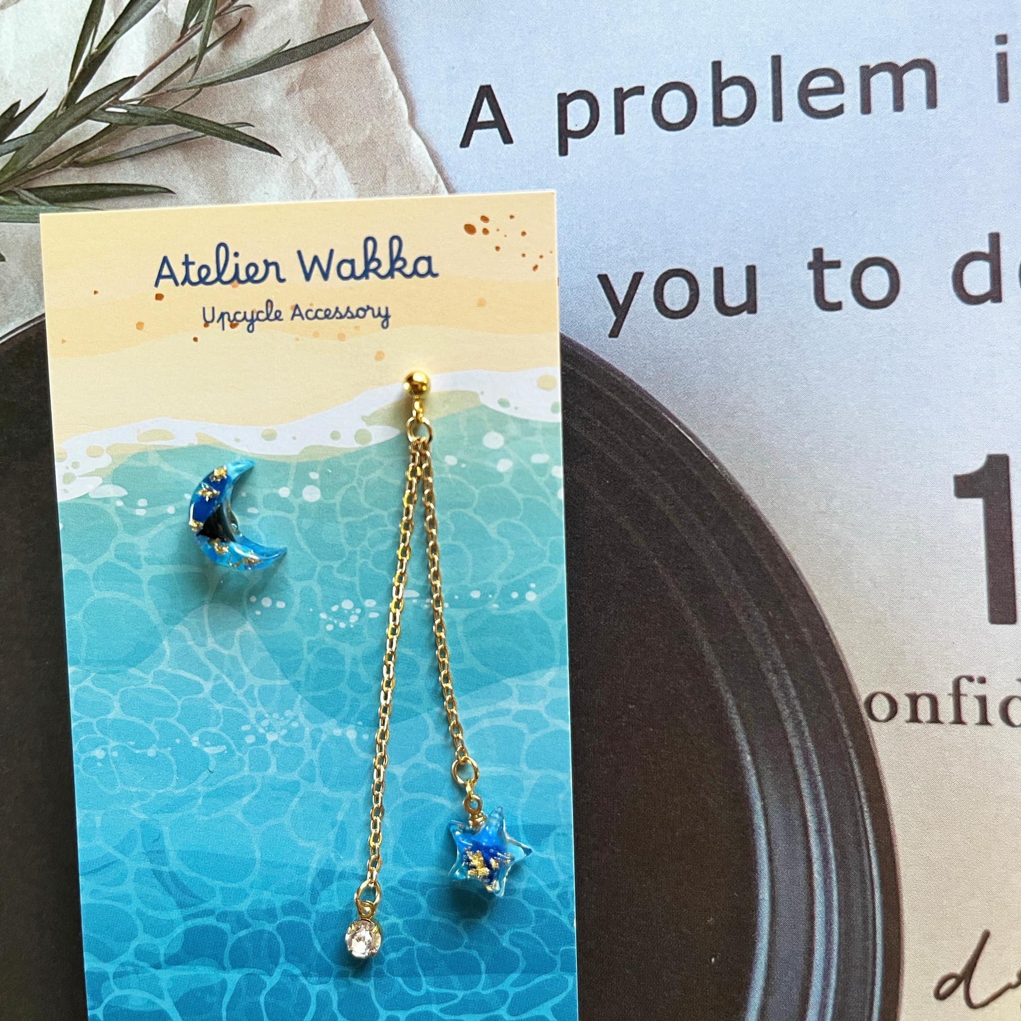 星月夜A 海洋プラスチック アップサイクル アクセサリー ピアス ブルー系 | 4枚目