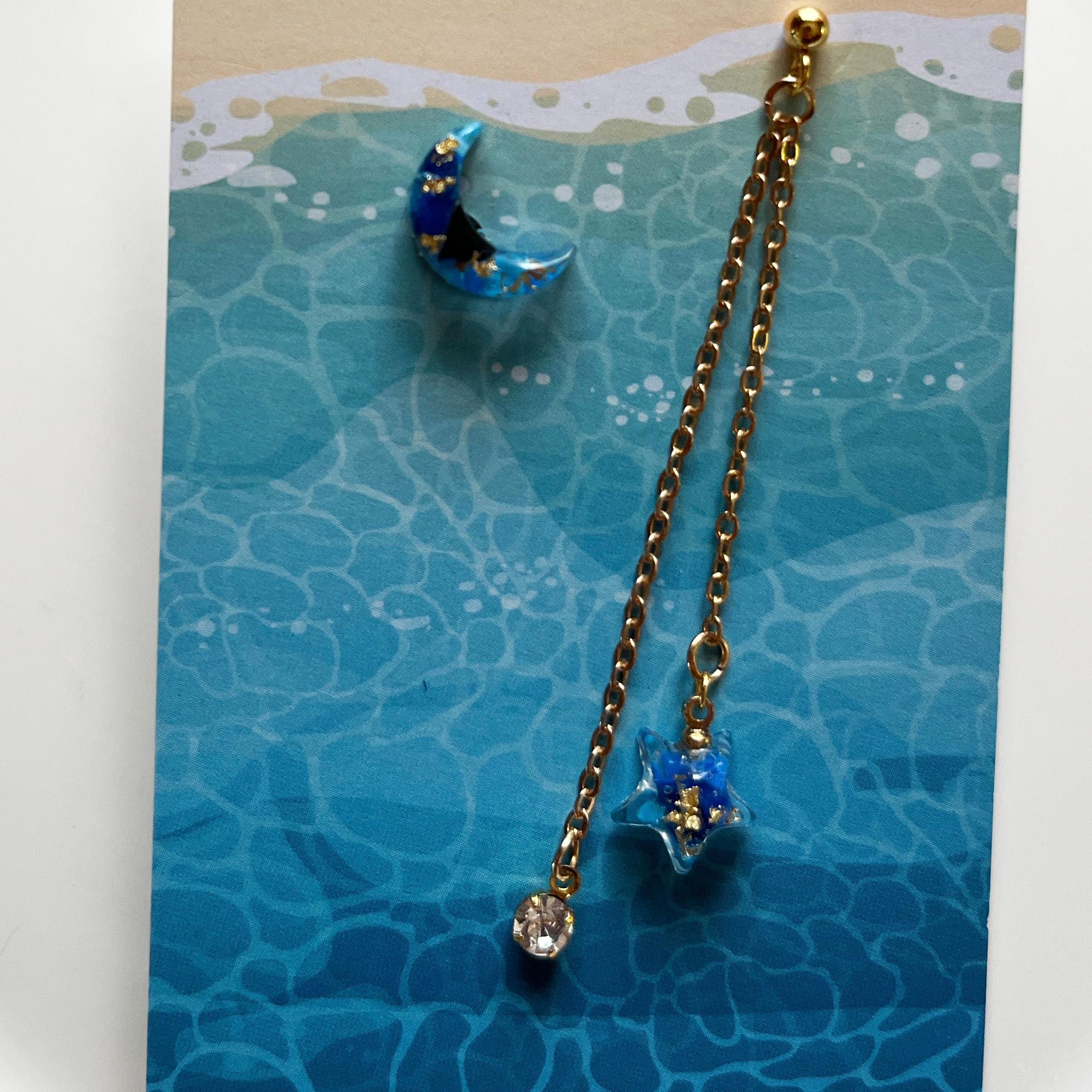 星月夜A 海洋プラスチック アップサイクル アクセサリー ピアス ブルー系 | 5枚目