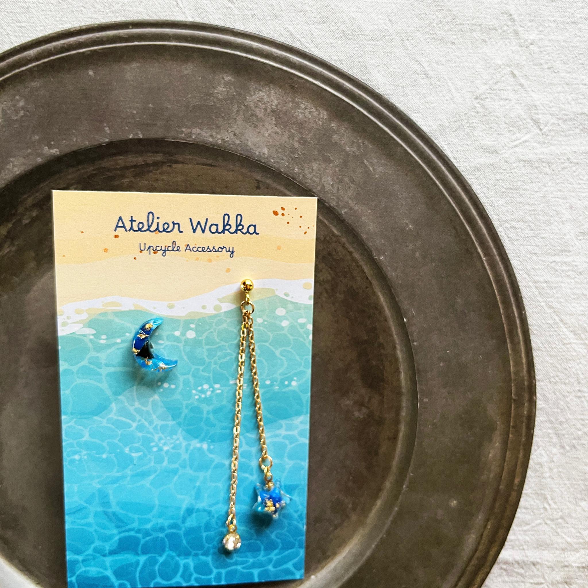 星月夜A 海洋プラスチック アップサイクル アクセサリー ピアス ブルー系 | 6枚目