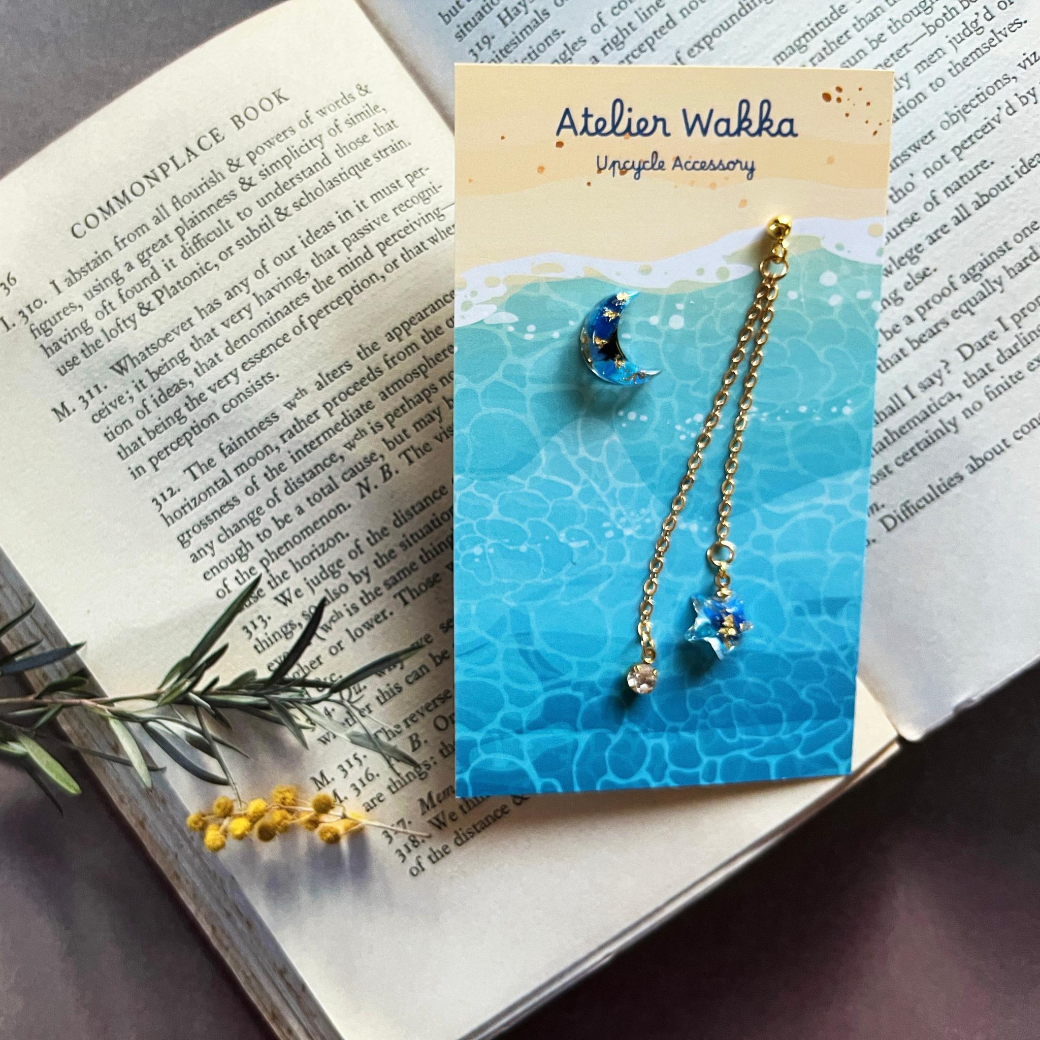 星月夜A 海洋プラスチック アップサイクル アクセサリー ピアス ブルー系 | 7枚目