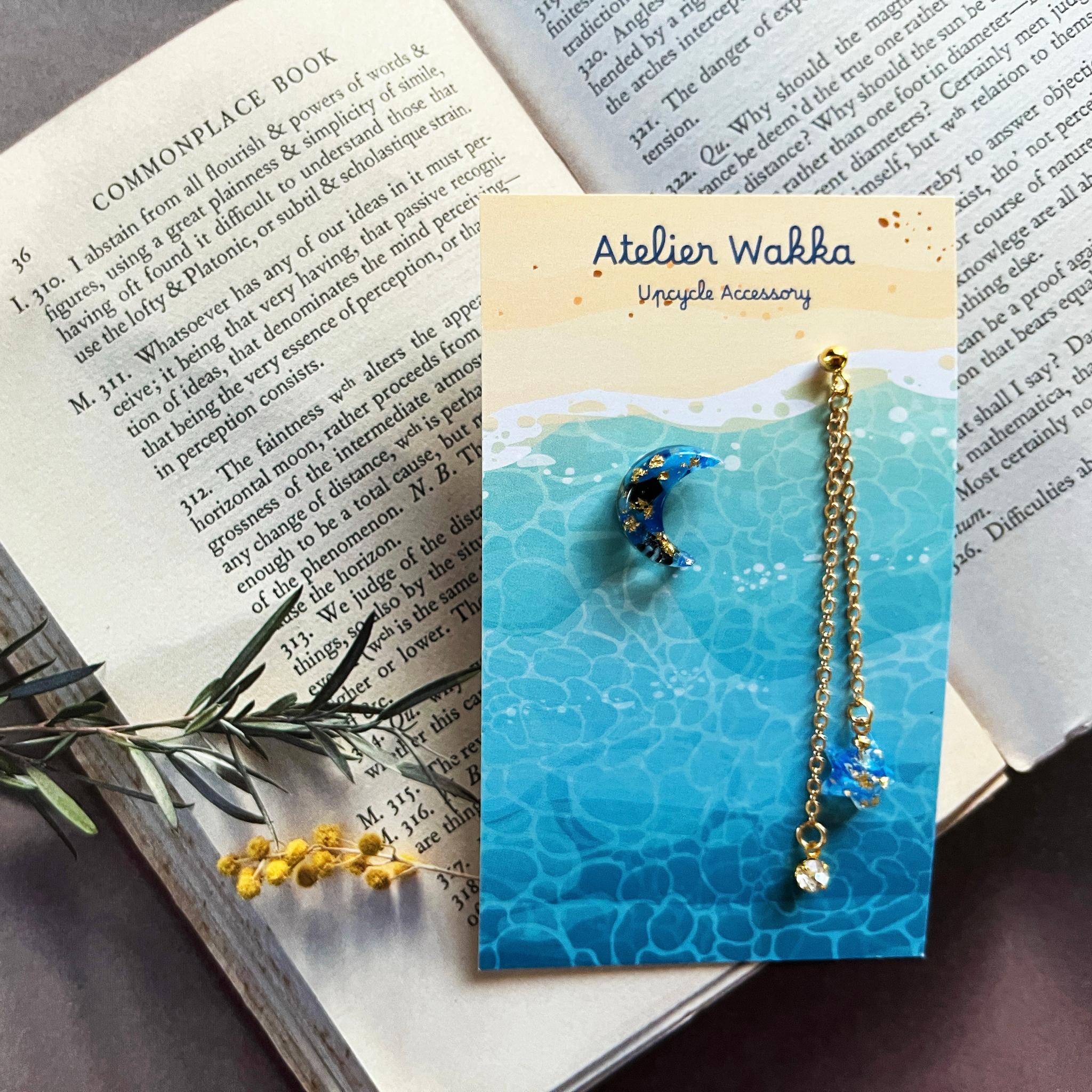 星月夜B 海洋プラスチック アップサイクル アクセサリー ピアス ブルー系 | 4枚目