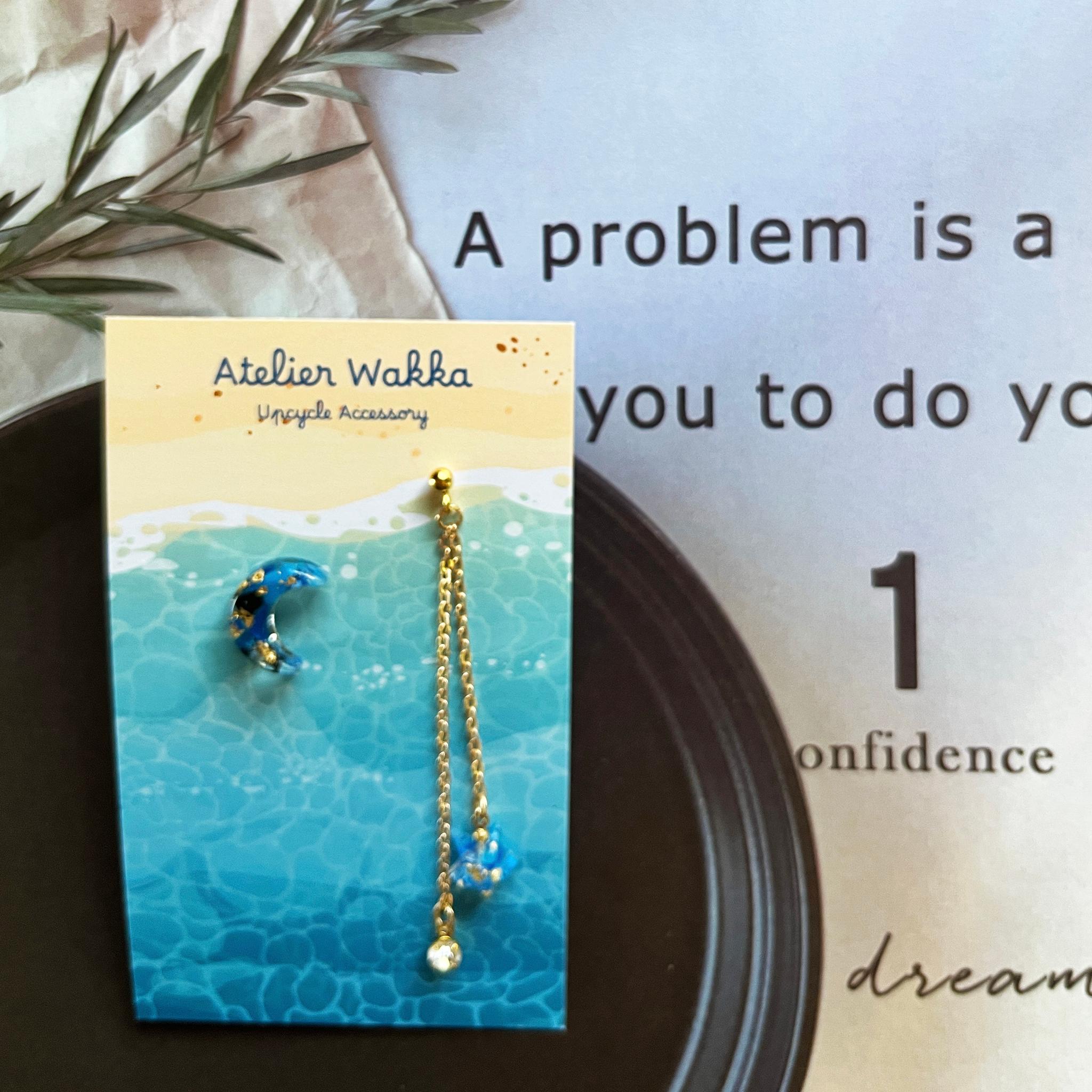 星月夜B 海洋プラスチック アップサイクル アクセサリー ピアス ブルー系 | 5枚目