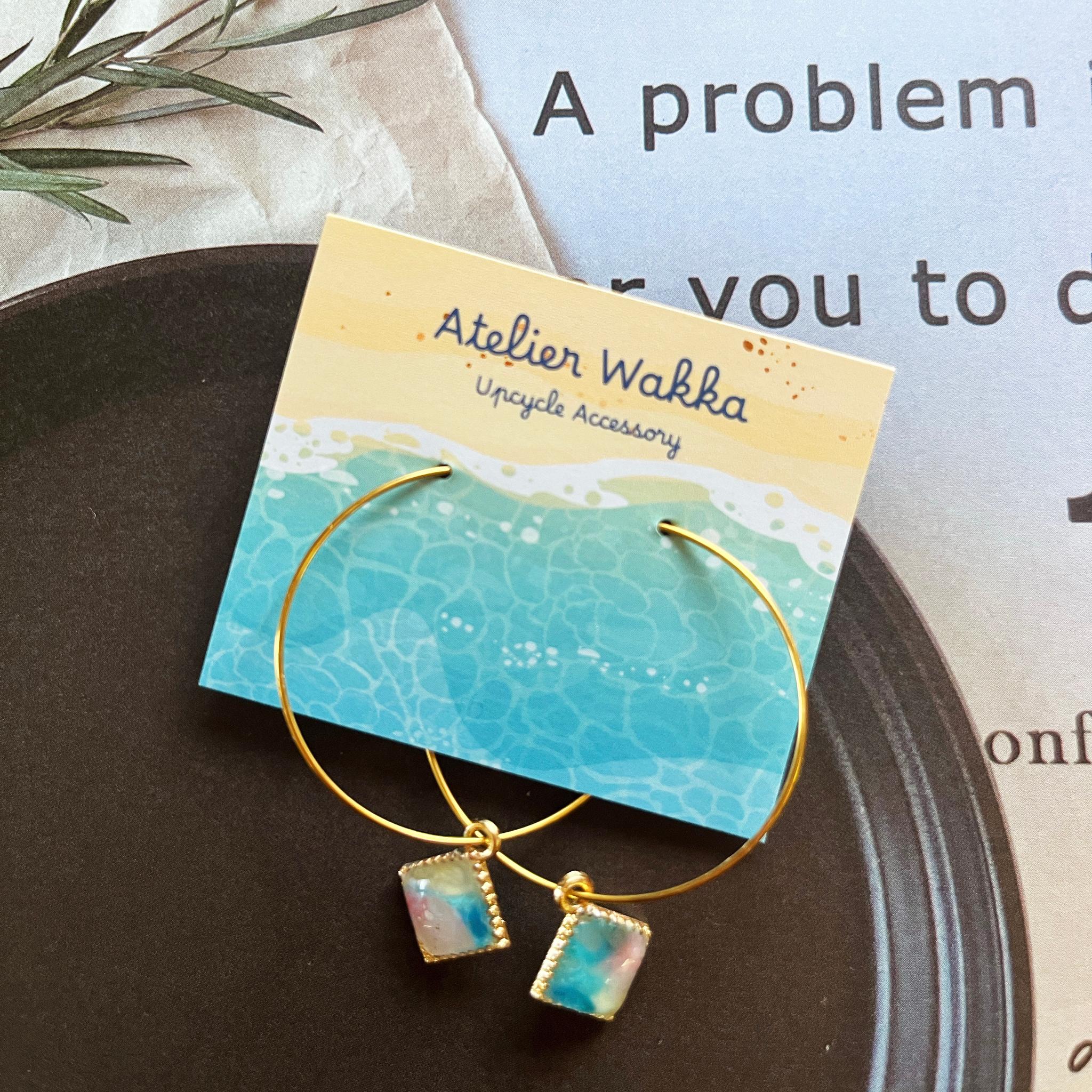 マーブルフープピアスA 海洋プラスチック アップサイクル アクセサリー ピアス ピンク系 | 2枚目