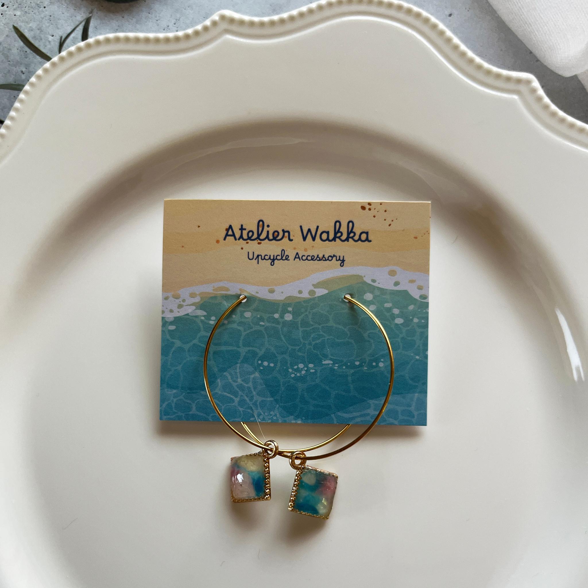 マーブルフープピアスA 海洋プラスチック アップサイクル アクセサリー ピアス ピンク系 | 3枚目