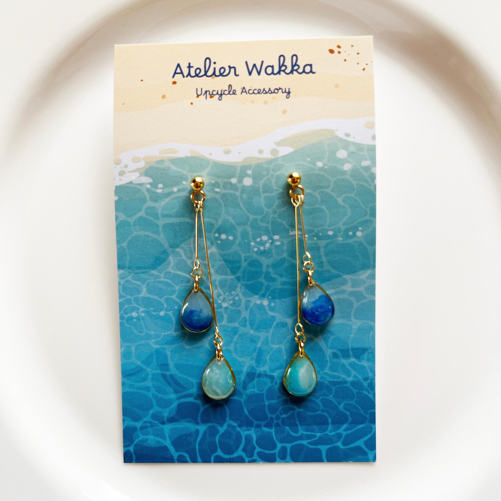 人魚の涙 海洋プラスチック アップサイクル アクセサリー ピアス ブルー系 | 3枚目