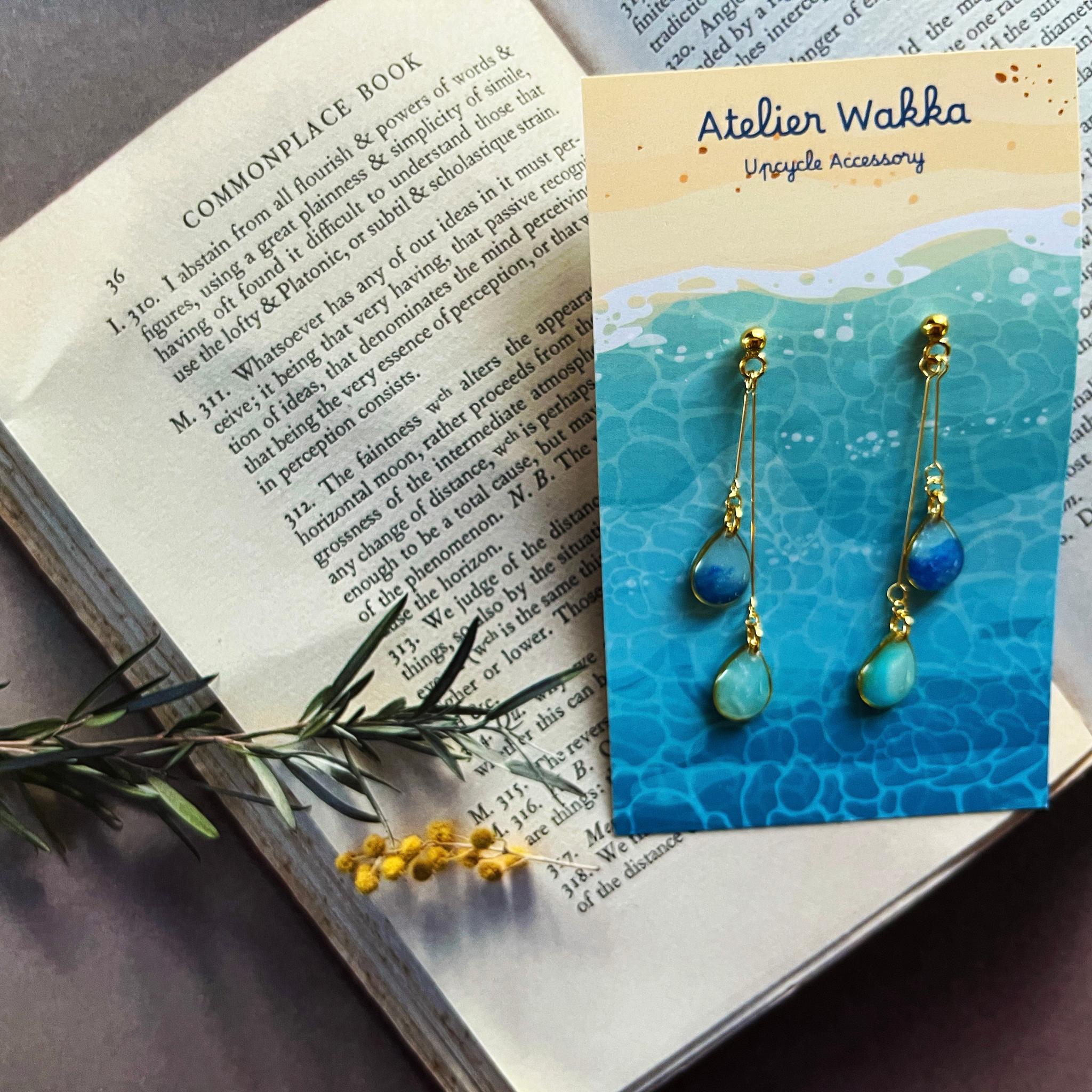 人魚の涙 海洋プラスチック アップサイクル アクセサリー ピアス ブルー系 | 4枚目