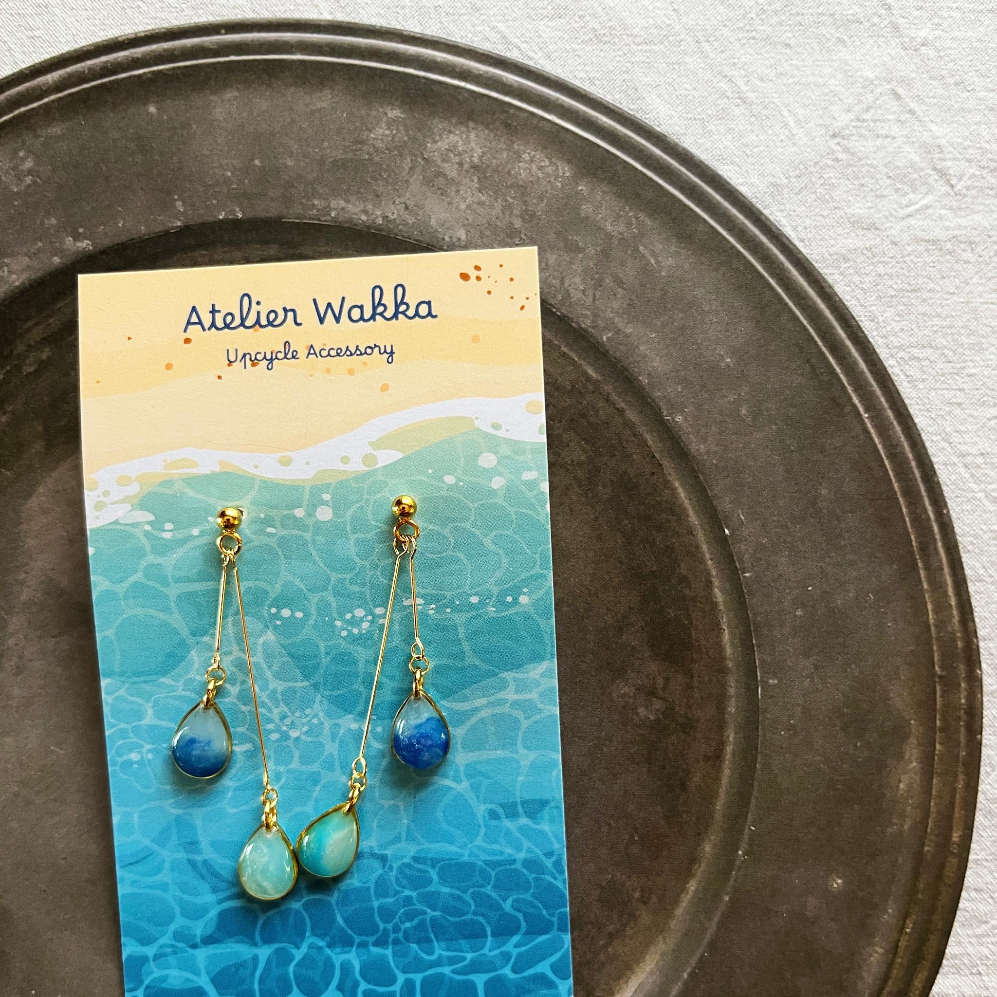 人魚の涙 海洋プラスチック アップサイクル アクセサリー ピアス ブルー系 | 5枚目