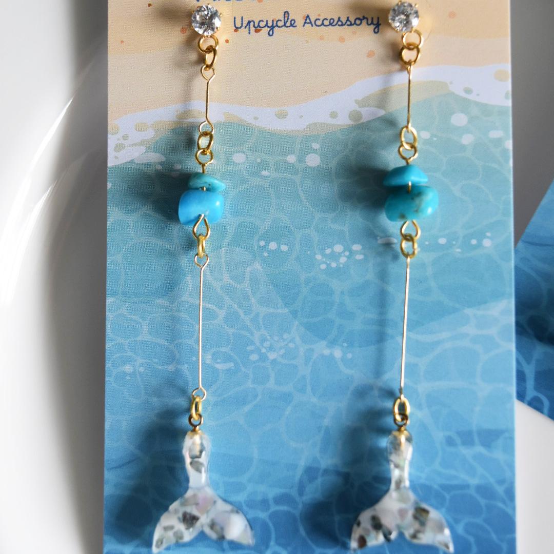 海の煌めきB 海洋プラスチック アップサイクル アクセサリー ピアス ホワイト系 | 4枚目