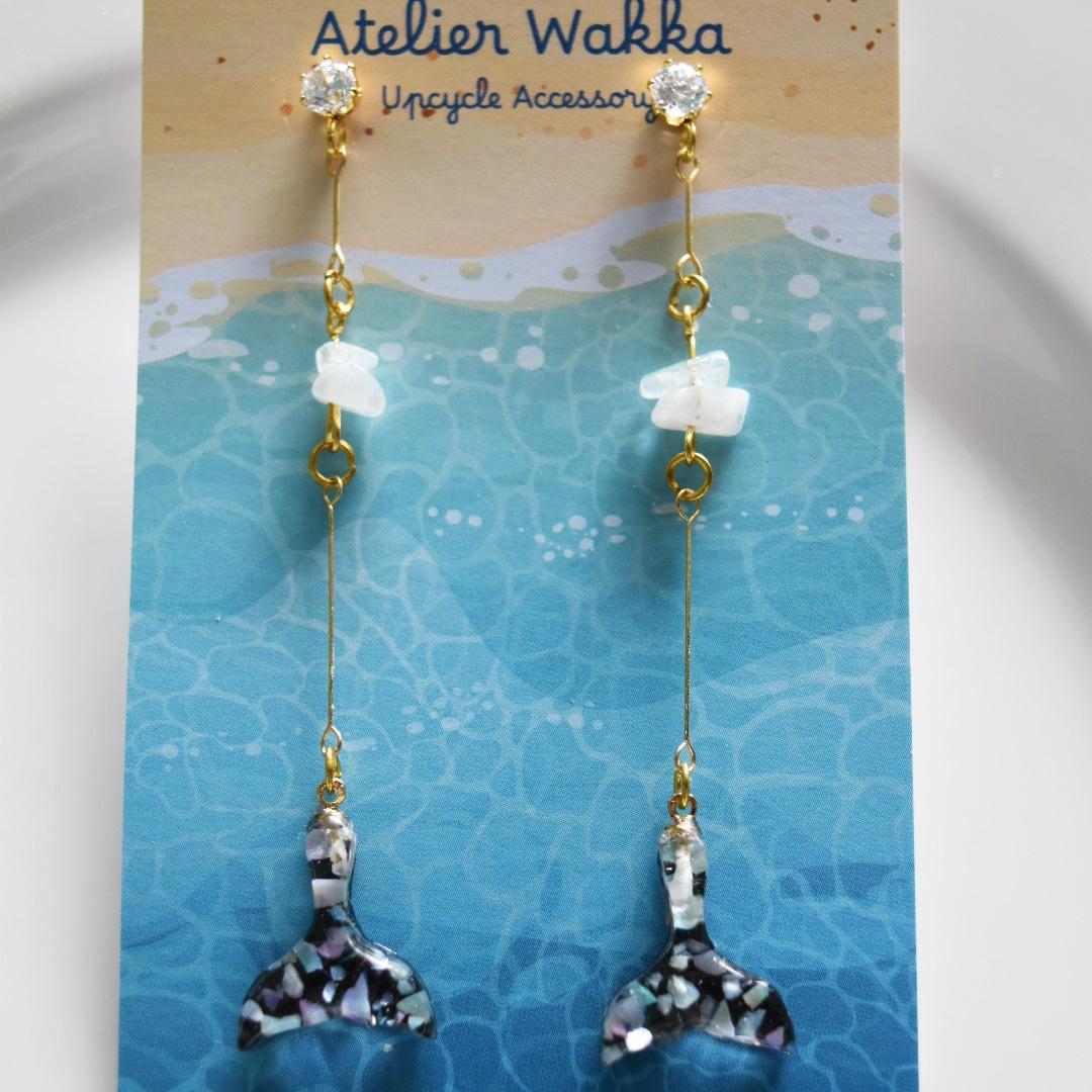 海の煌めきA 海洋プラスチック アップサイクル アクセサリー ピアス ブラック系 | 4枚目