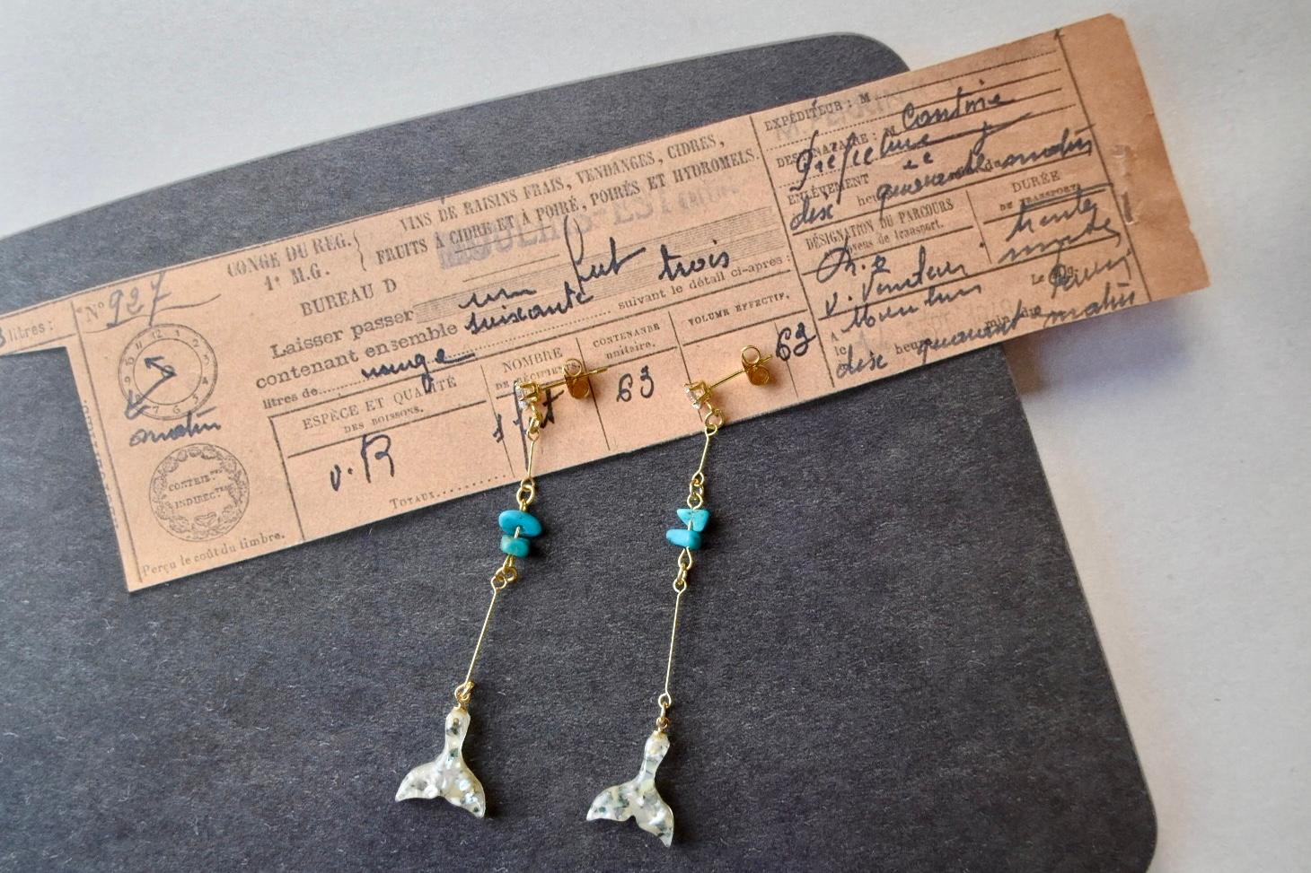 海の煌めきB 海洋プラスチック アップサイクル アクセサリー ピアス ホワイト系 | 5枚目