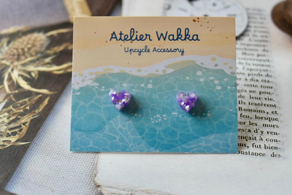 fairy heart purple 海洋プラスチック アップサイクル アクセサリー ピアス | 4枚目