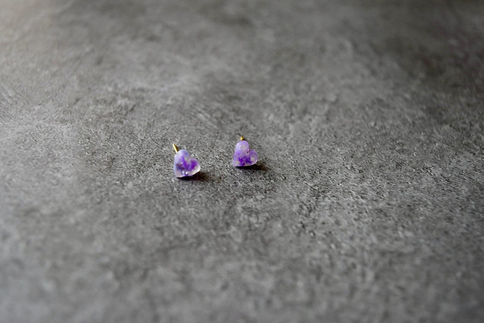 fairy heart purple 海洋プラスチック アップサイクル アクセサリー ピアス | 5枚目