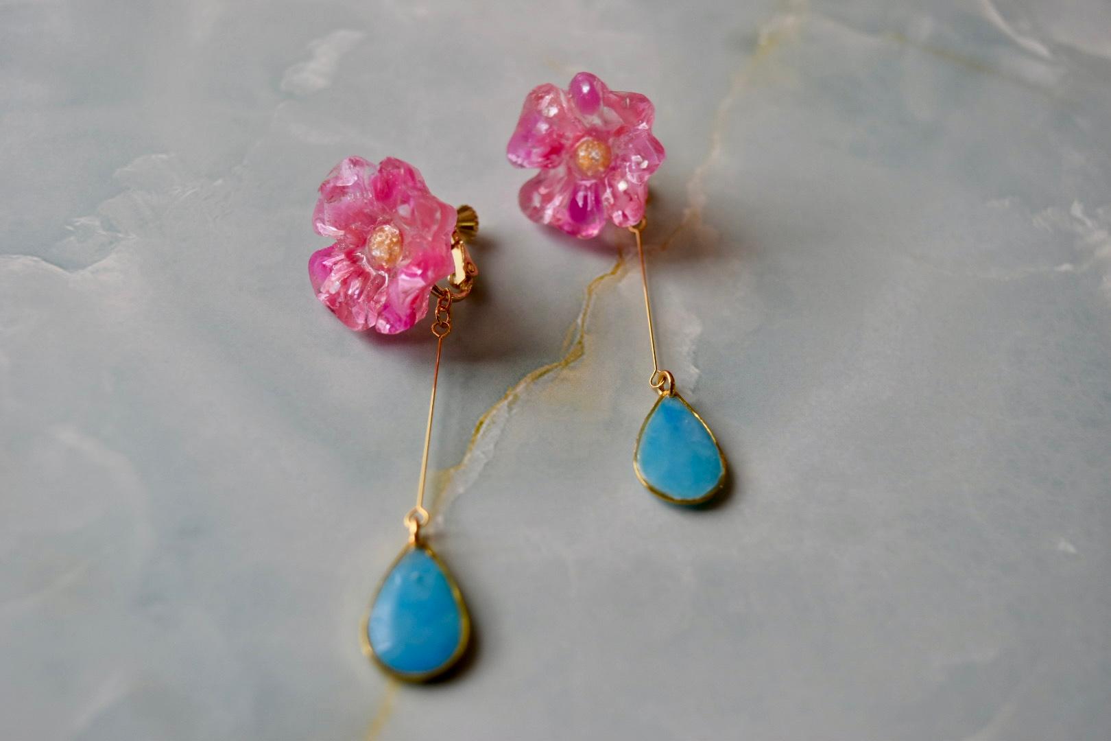 泡沫の花B 海洋プラスチック アップサイクル アクセサリー イヤリング | 2枚目