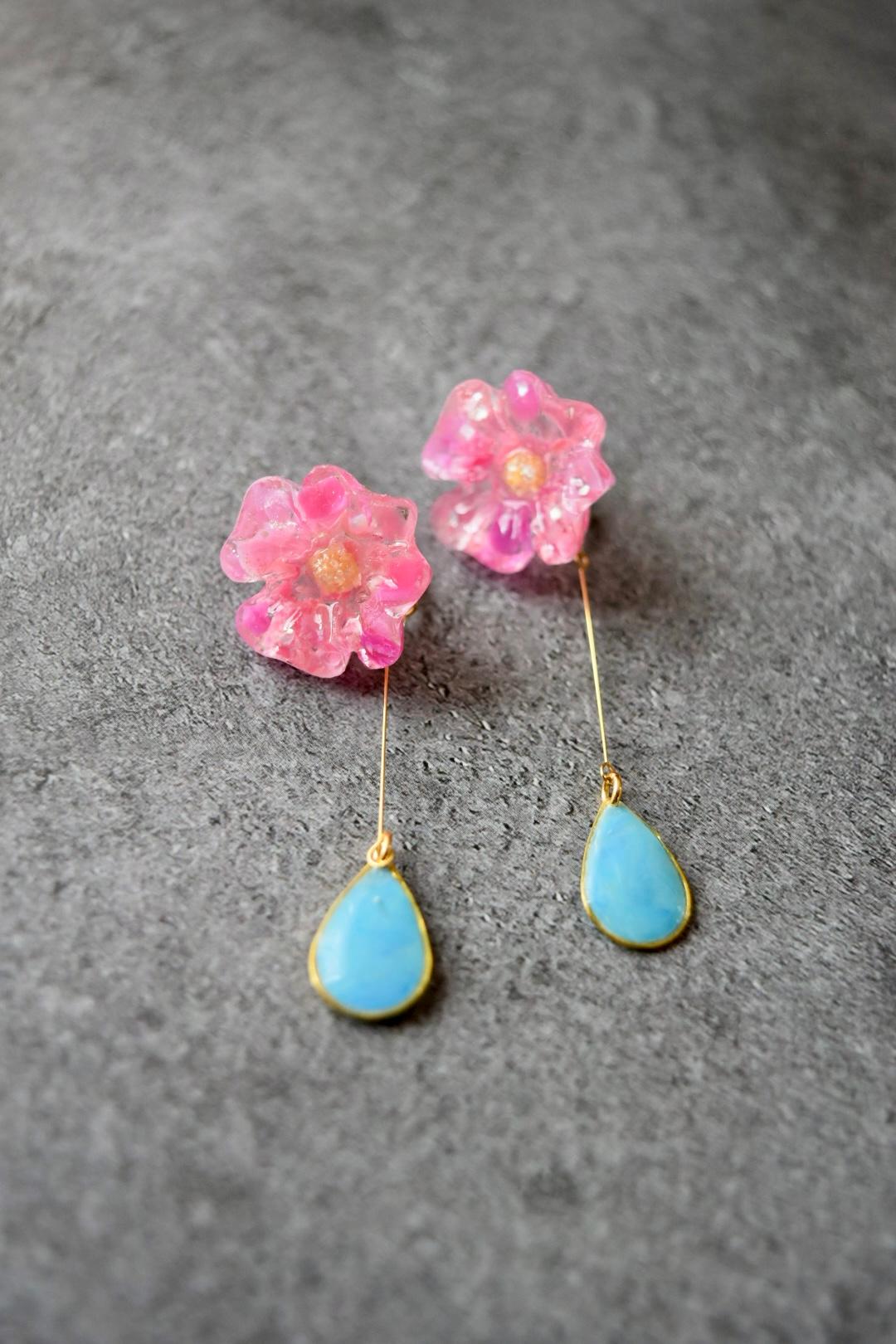 泡沫の花B 海洋プラスチック アップサイクル アクセサリー イヤリング | 4枚目