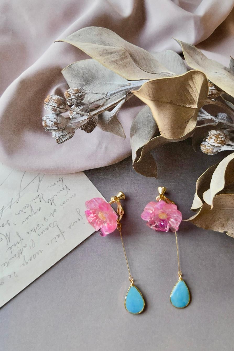 泡沫の花B 海洋プラスチック アップサイクル アクセサリー イヤリング | 5枚目